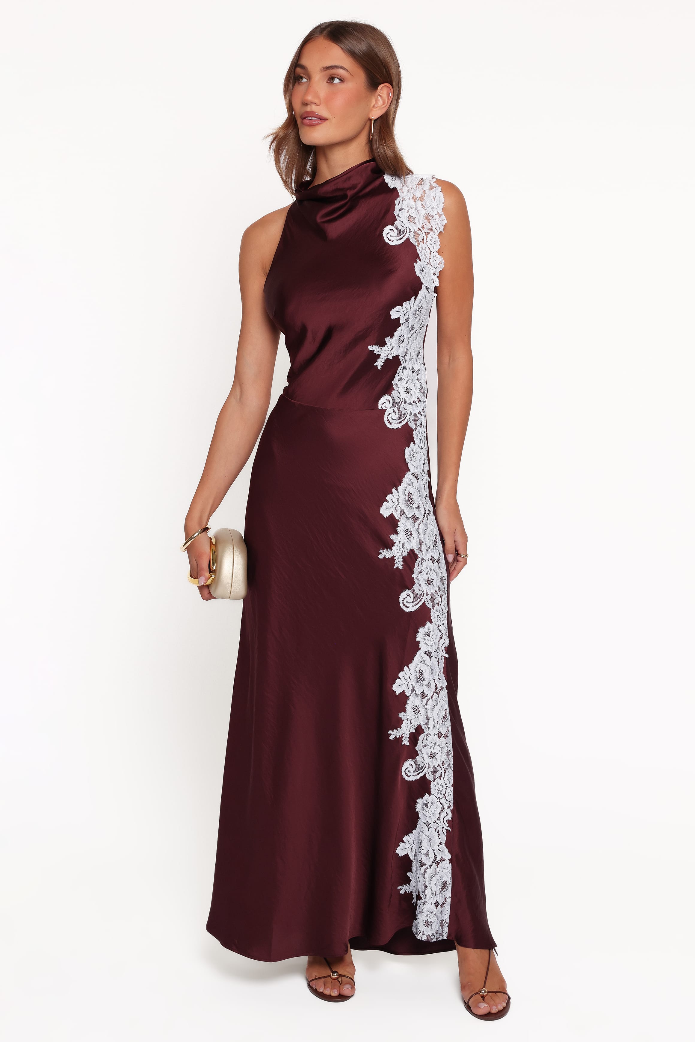 Lunita Halterneck Maxi Dress - Brown/Blue
