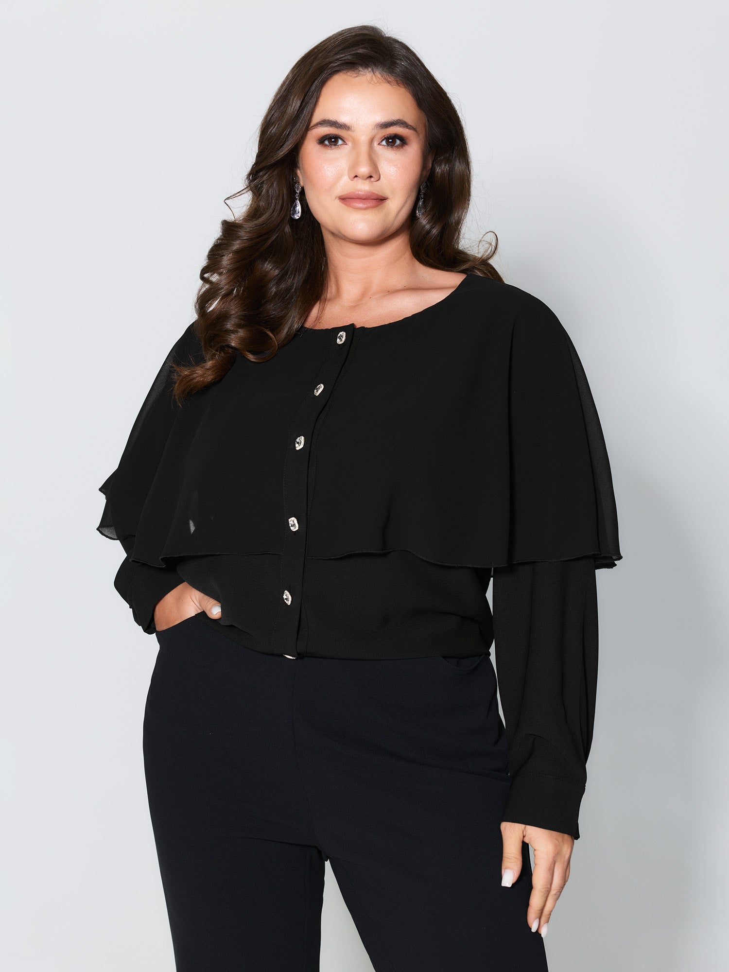Layered Diamond Buttons Blouse