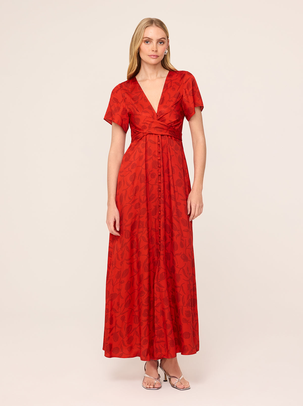 Alex Red Tulip Print Dress