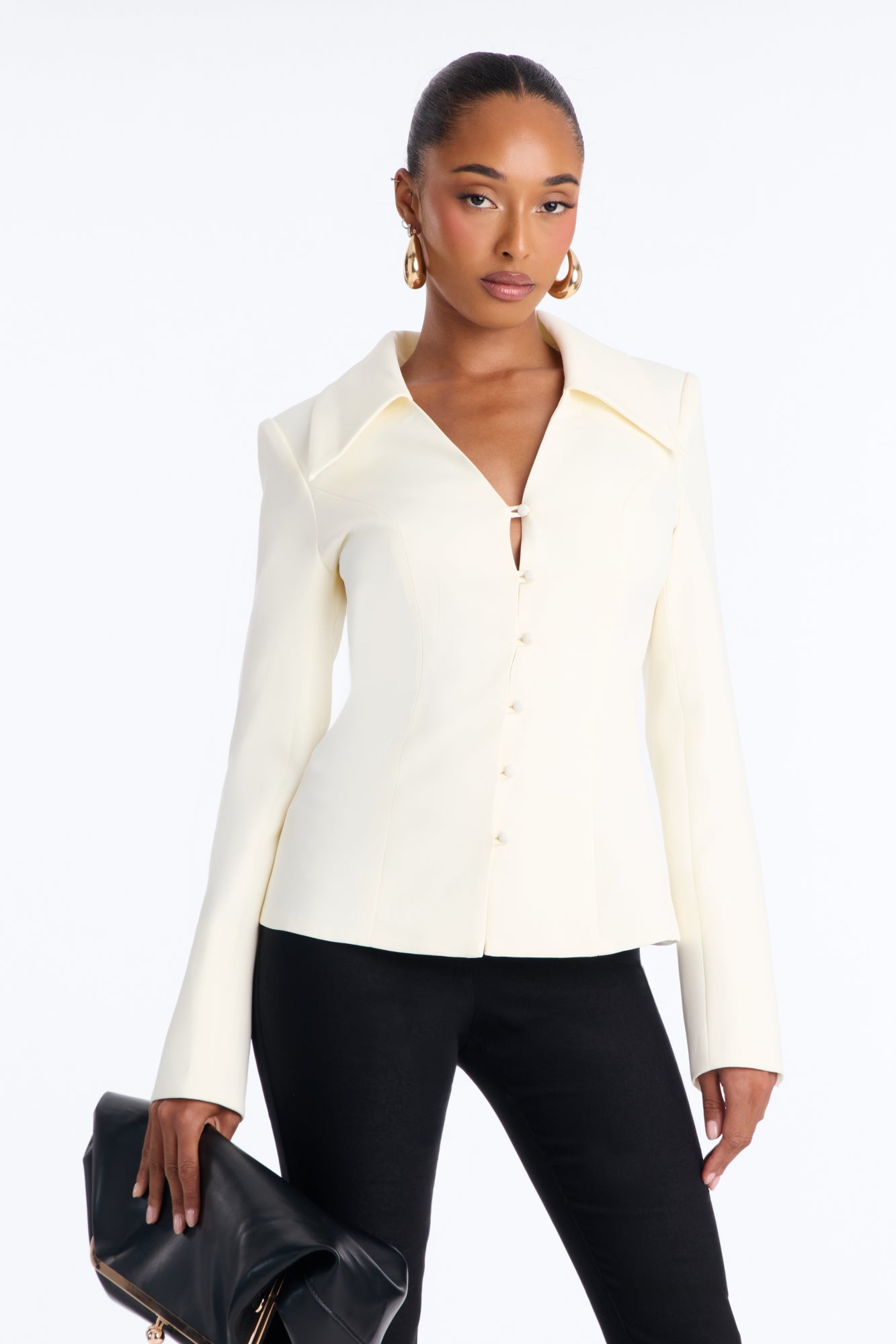 Office Flirt Button Up Blouse - Cream