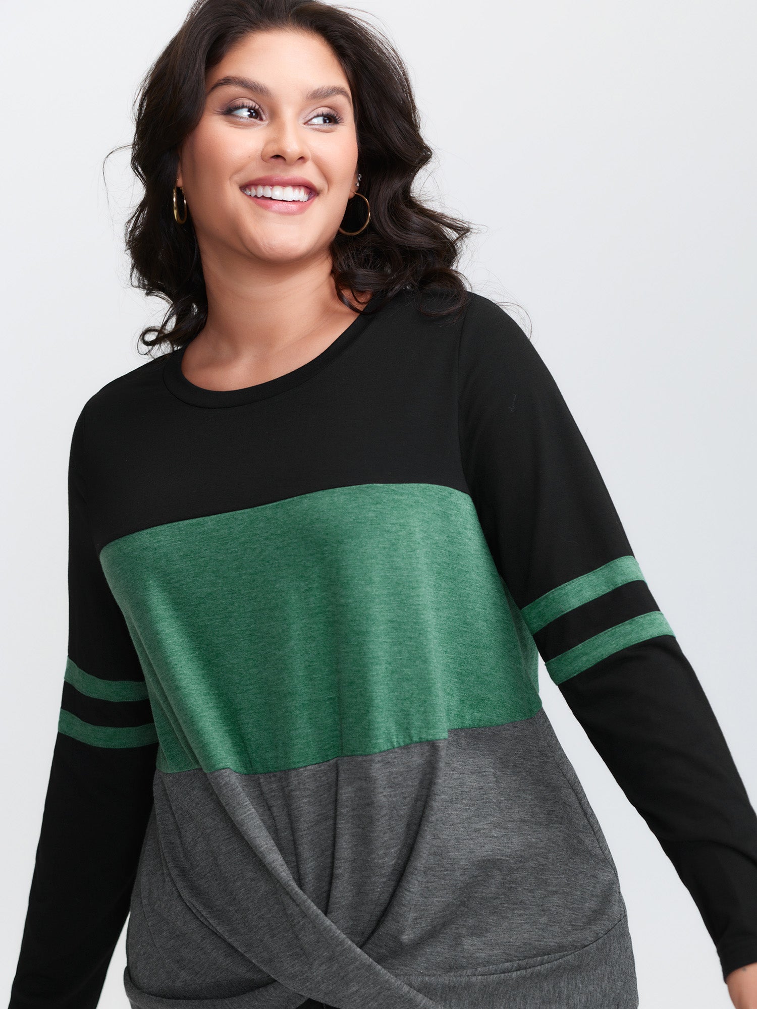 Twisted Hem Colorblock Heather T-Shirt