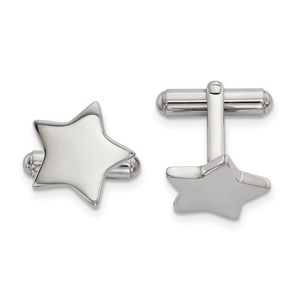 Stainless Steel Polished Star Cuff Links, 15mm (9/16 Inch)