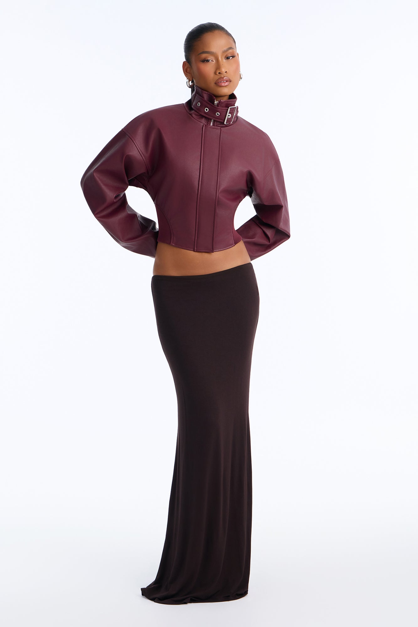 The Perfect Low Rise Column Maxi Skirt - Chocolate