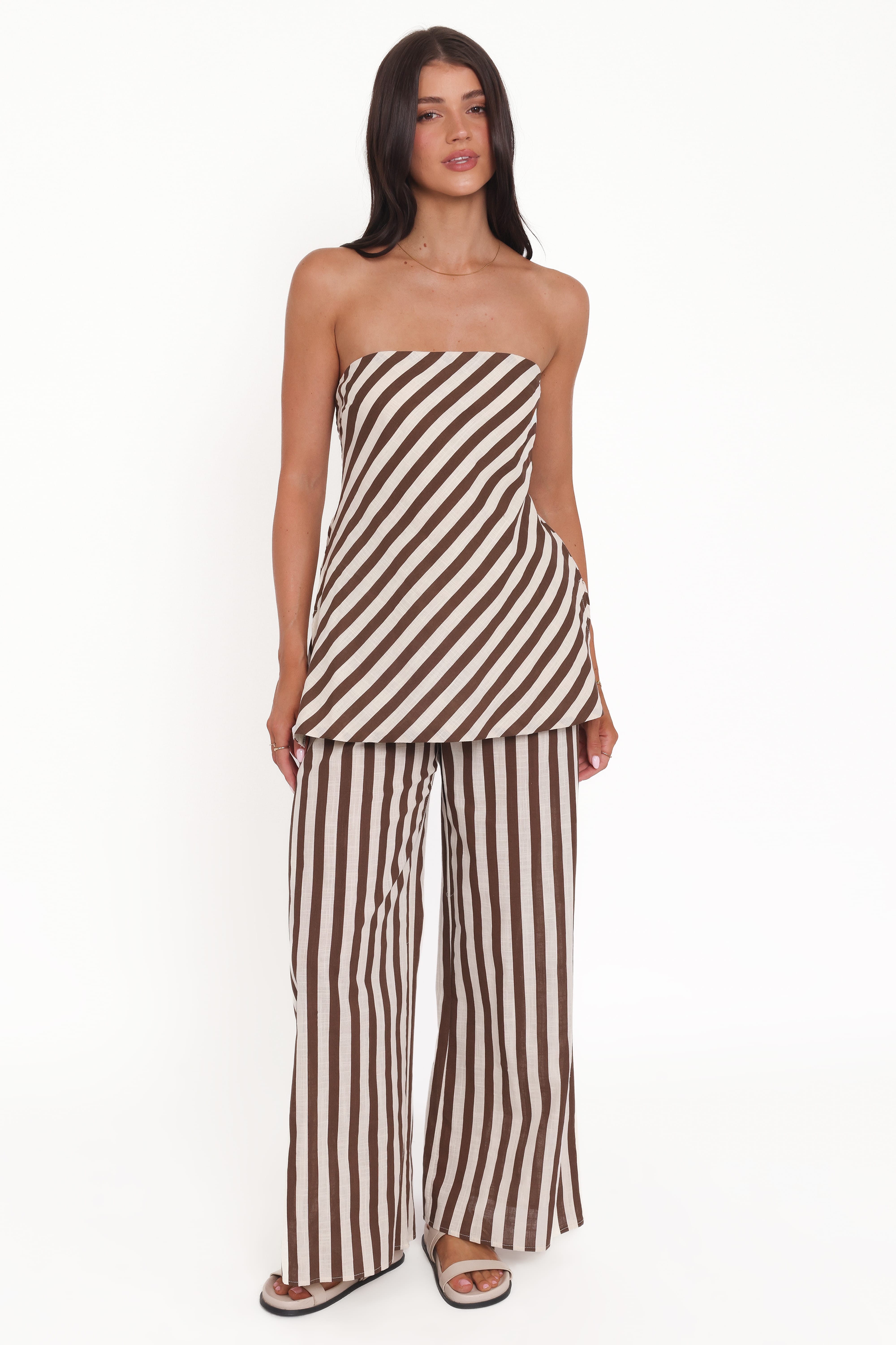 Kim Pant Set - Brown Stripe