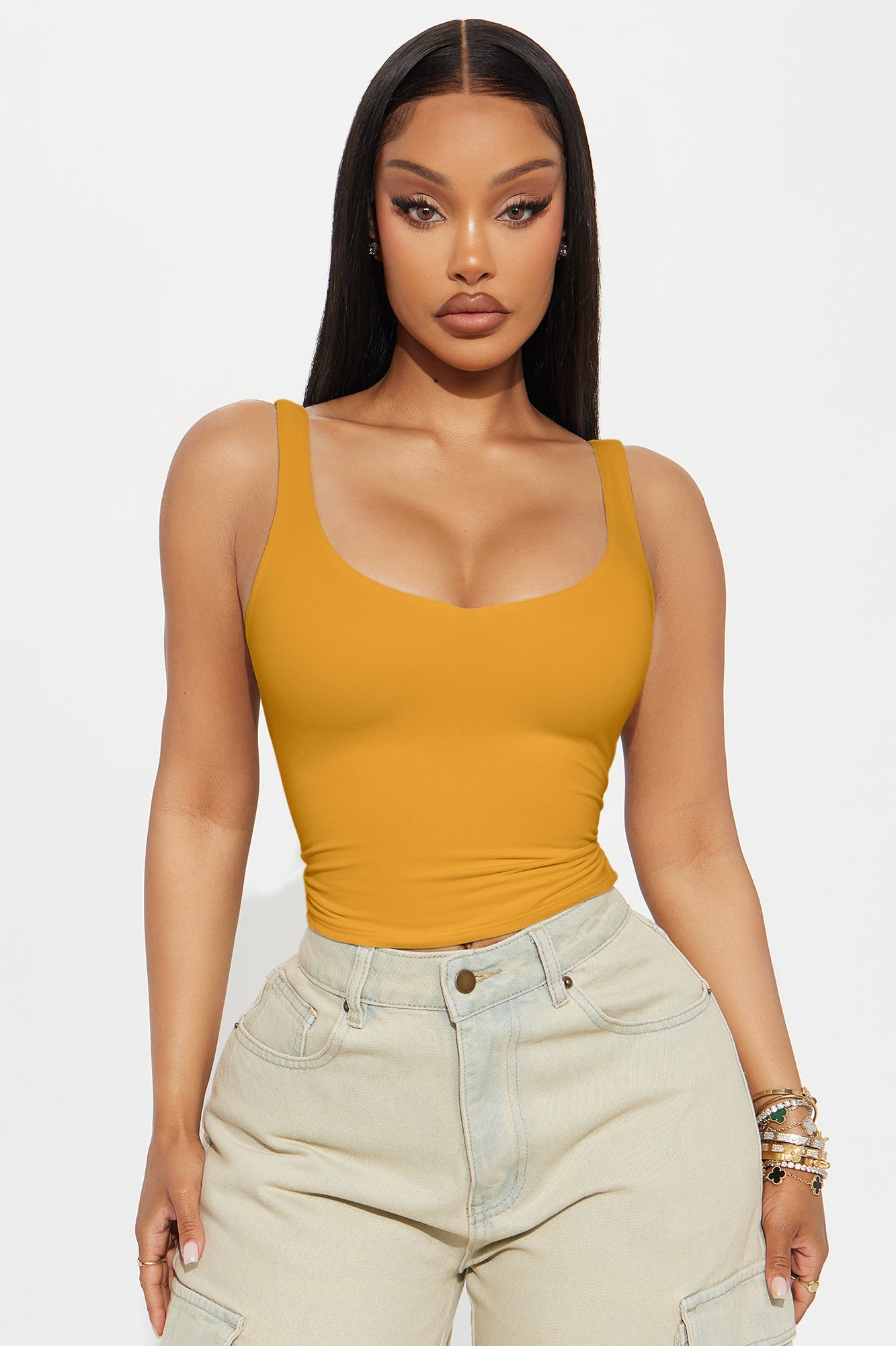 Quinn Double Lined Tank Top - Honey