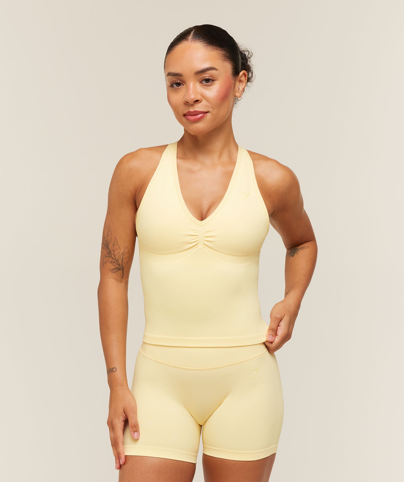 Gymshark Lift Seamless Tank with Shelf - Butter Yellow