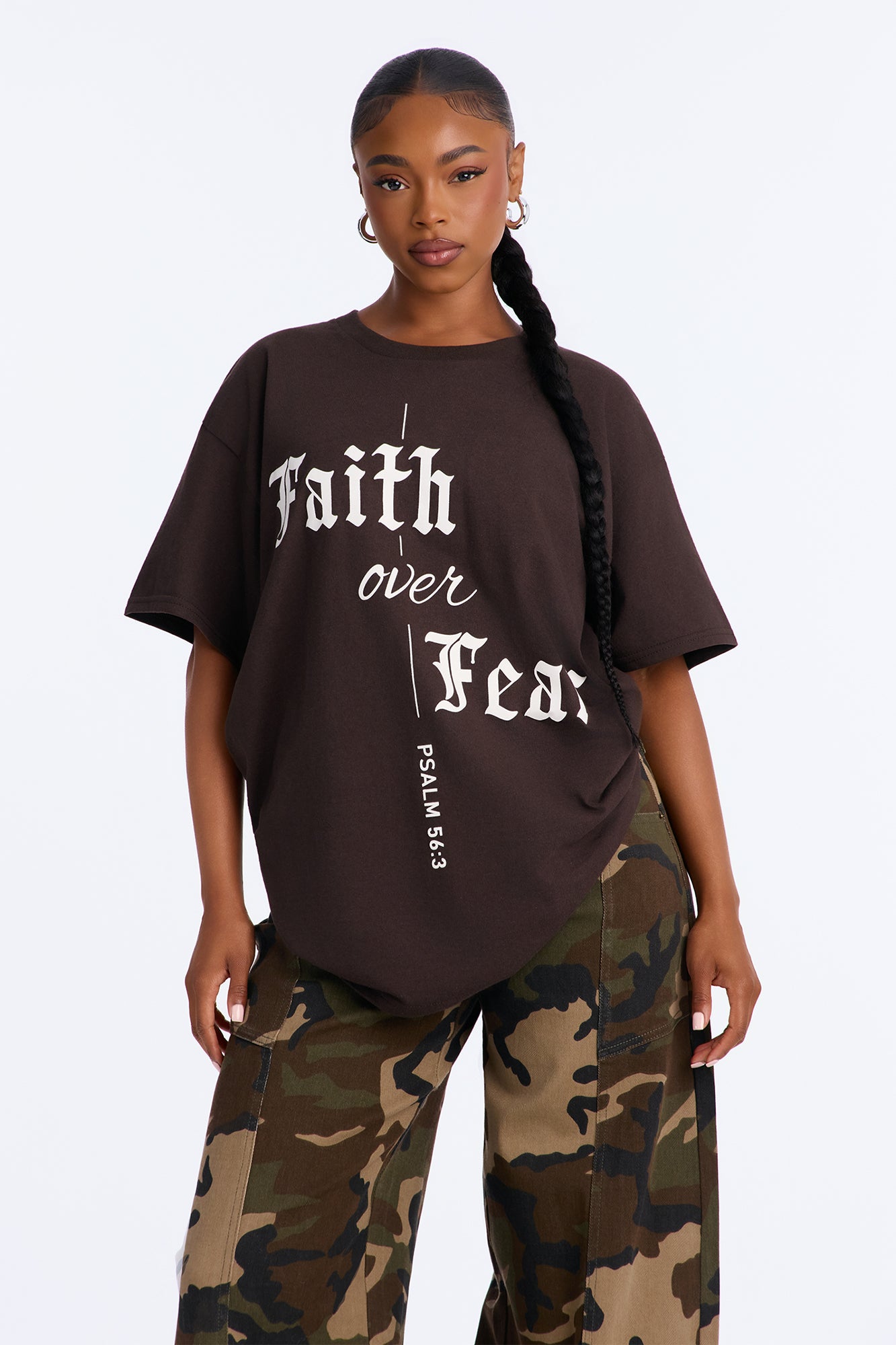 Faith Over Fear Psalm Tee - Chocolate