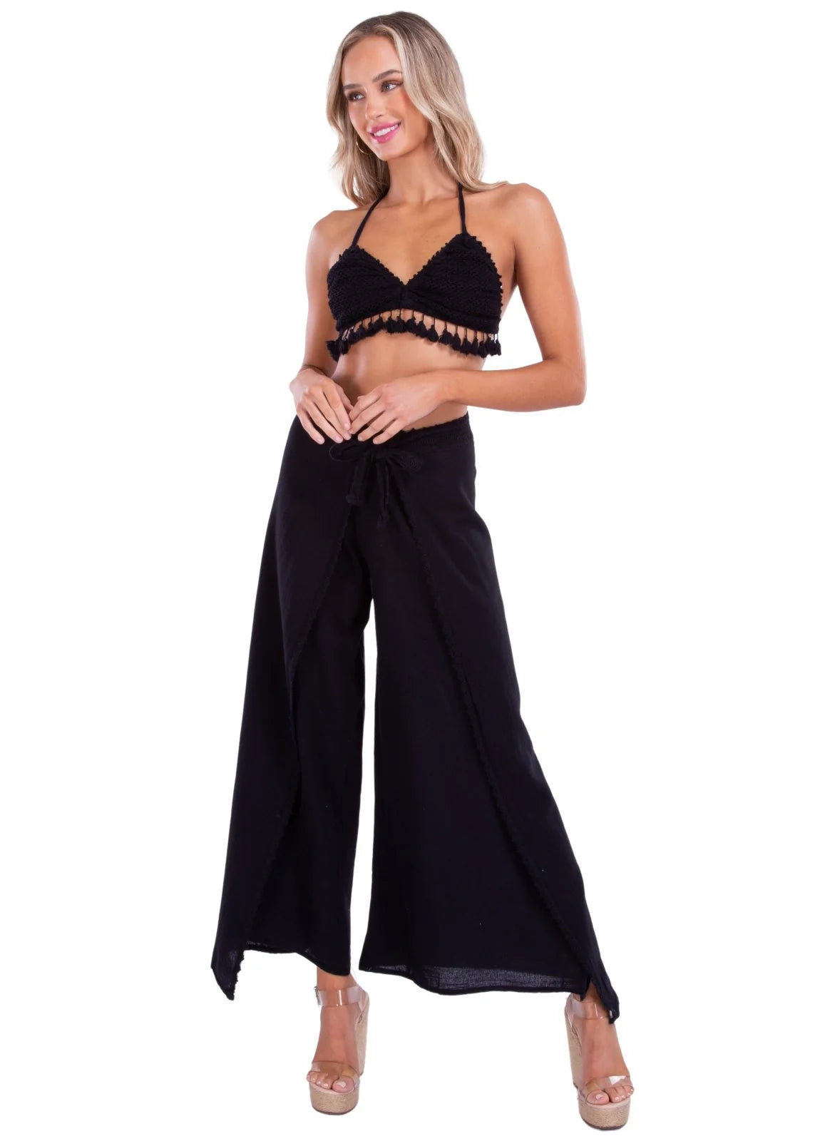 Seaspice Alaia Tassel Cropped Halter Top