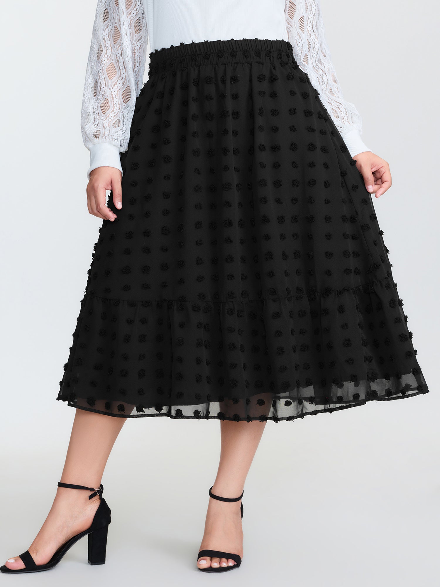 Chiffon Textured Stretchy Waist Maxi Skirt