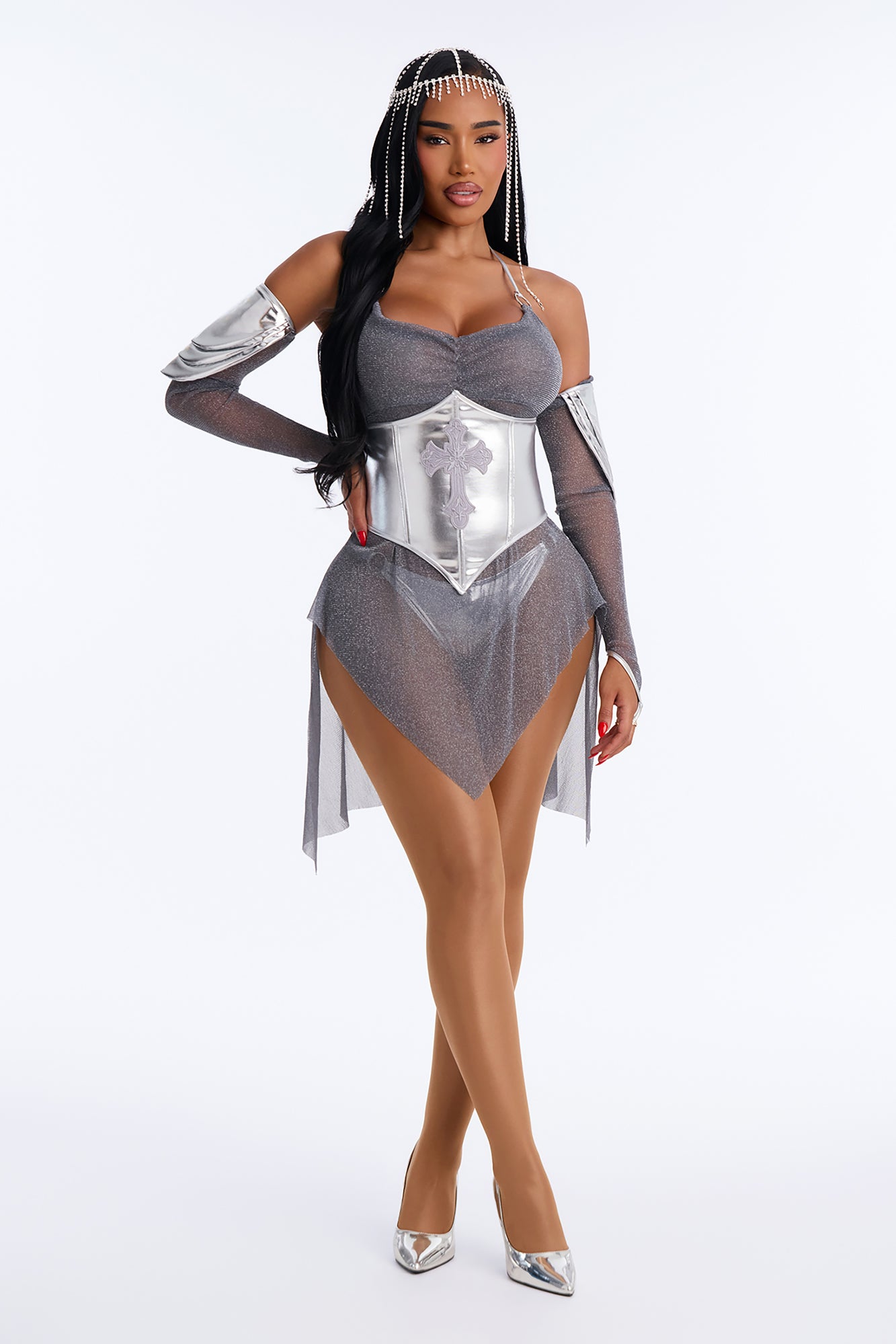 Armor Goddess 5 Piece Costume Set - Silver