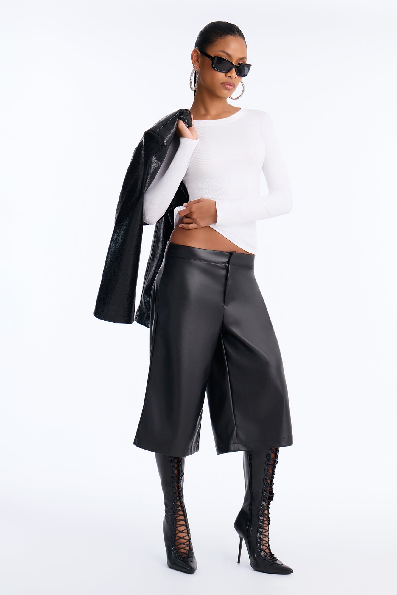Adia Faux Leather Bermuda Short - Black