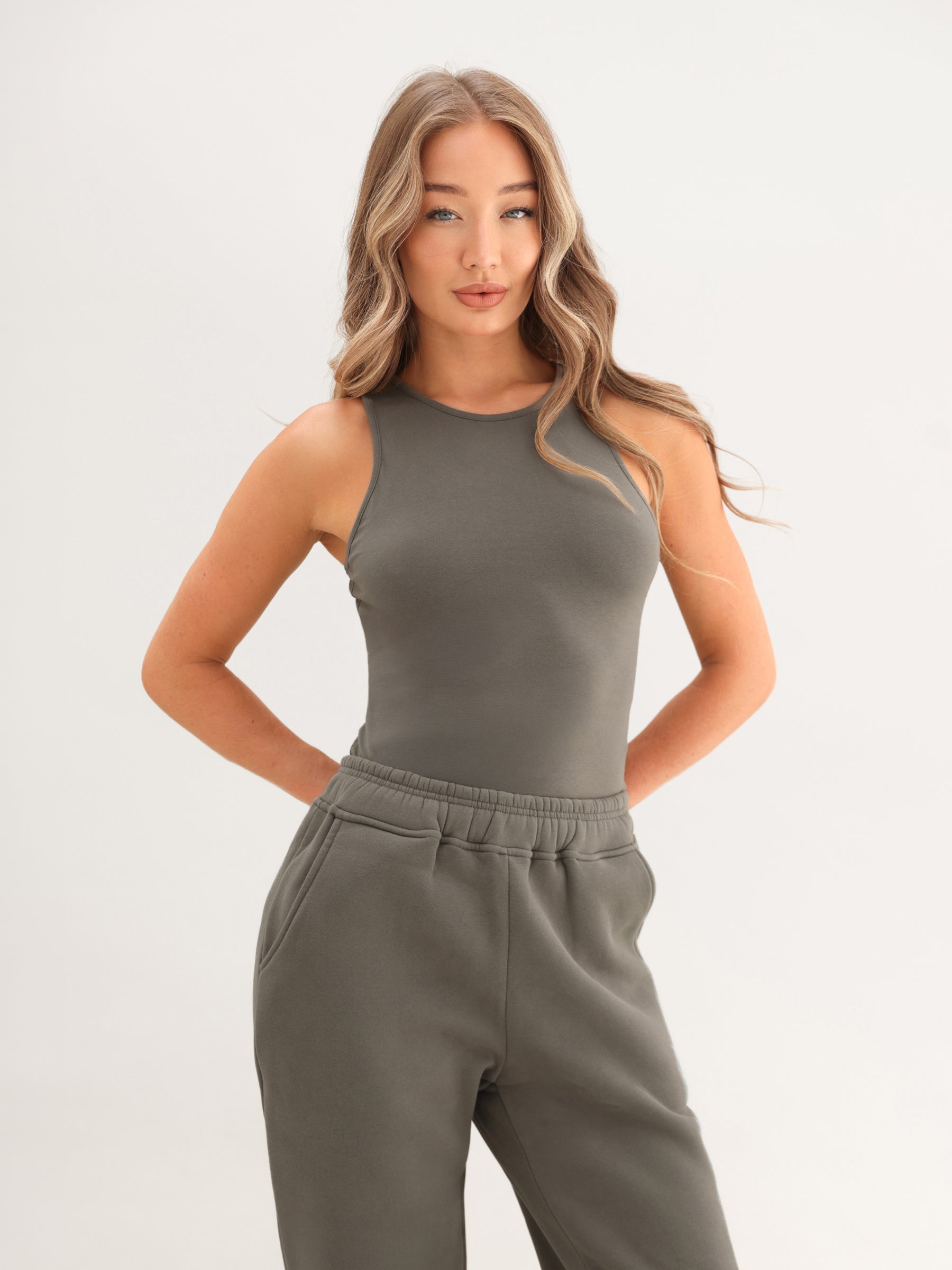 Blakely Basic Racerback Bodysuit - Safari Green
