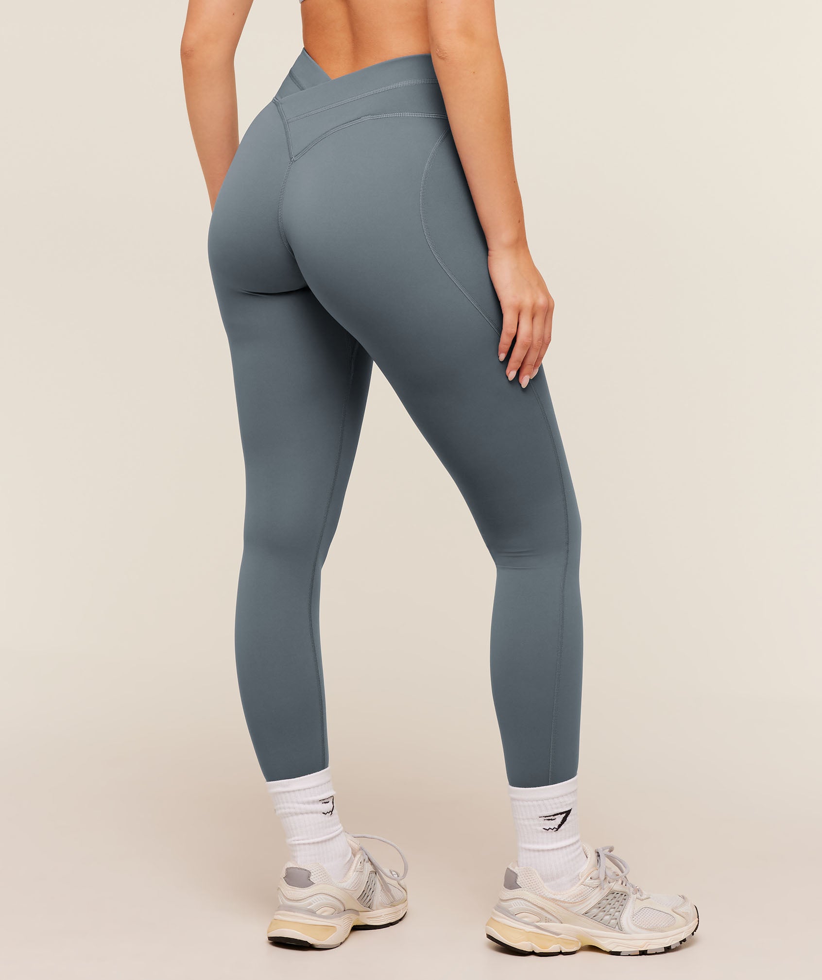 Gymshark Crossover Back Leggings - Iron Blue