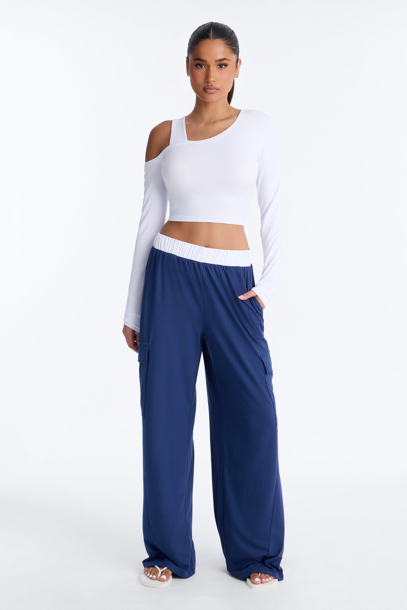 Daydreamer Off Shoulder Pant Set - White/combo