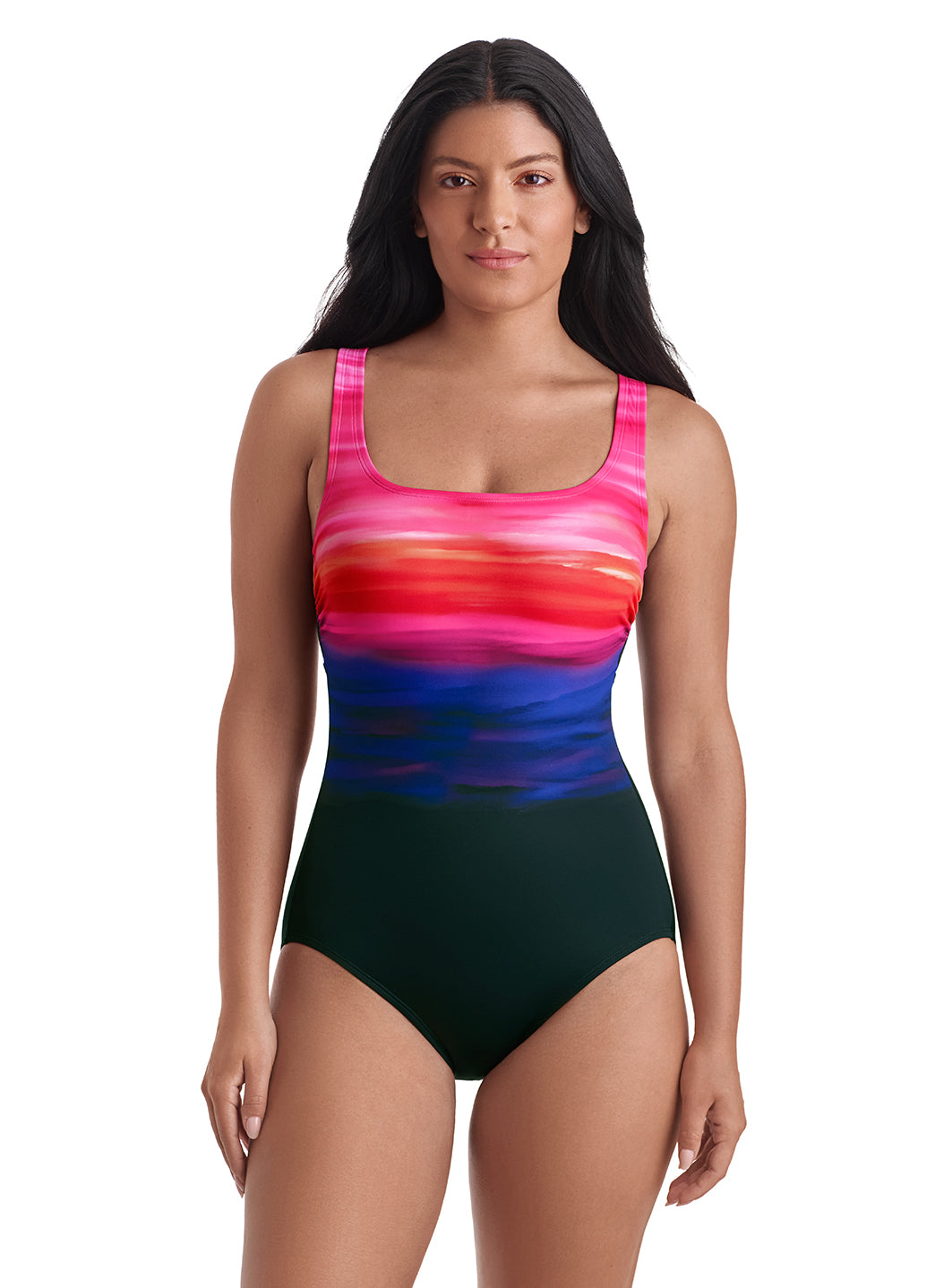 Shape Solver SPORT Shape Solver Sport Women's Desert Horizon Scoopneck Tank One Piece Swimsuit