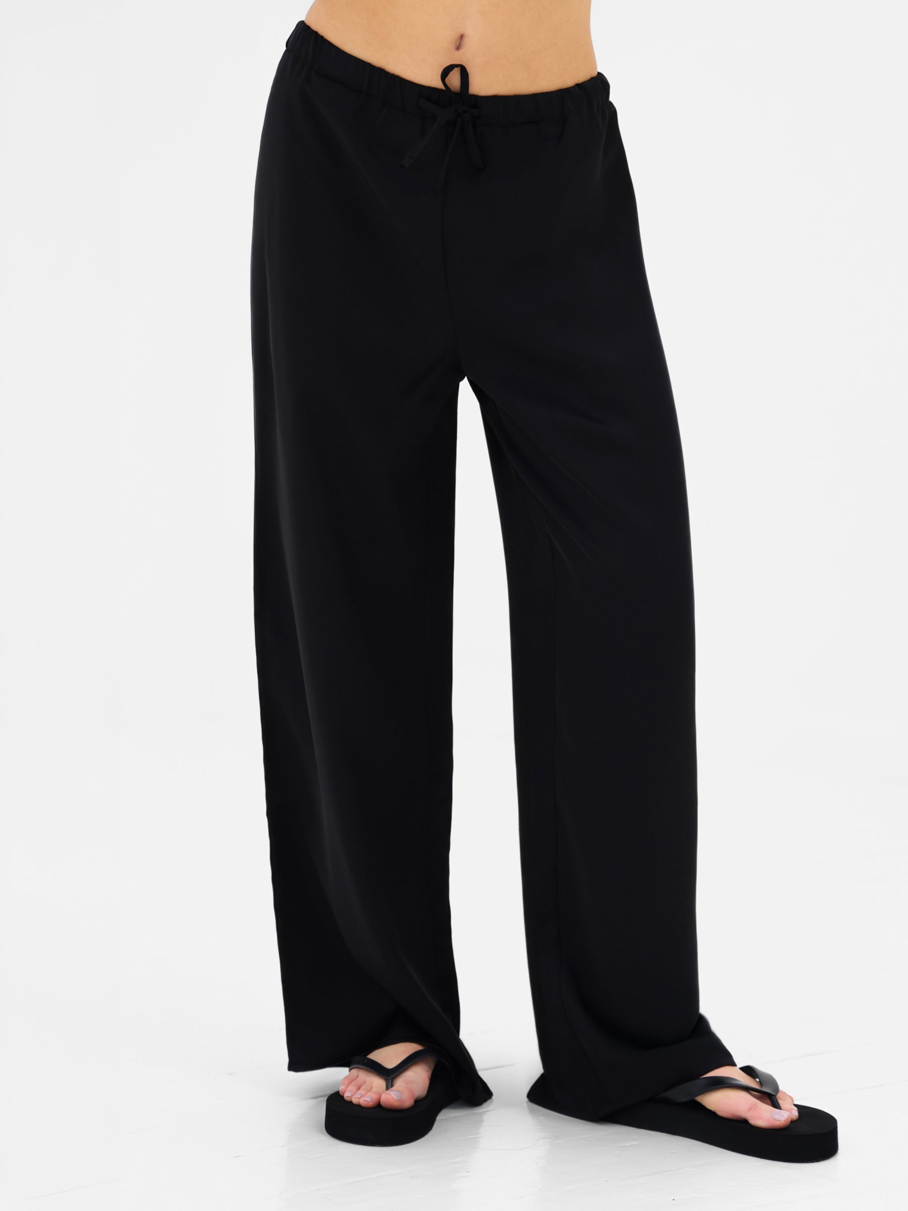Thalia Satin Trousers - Black
