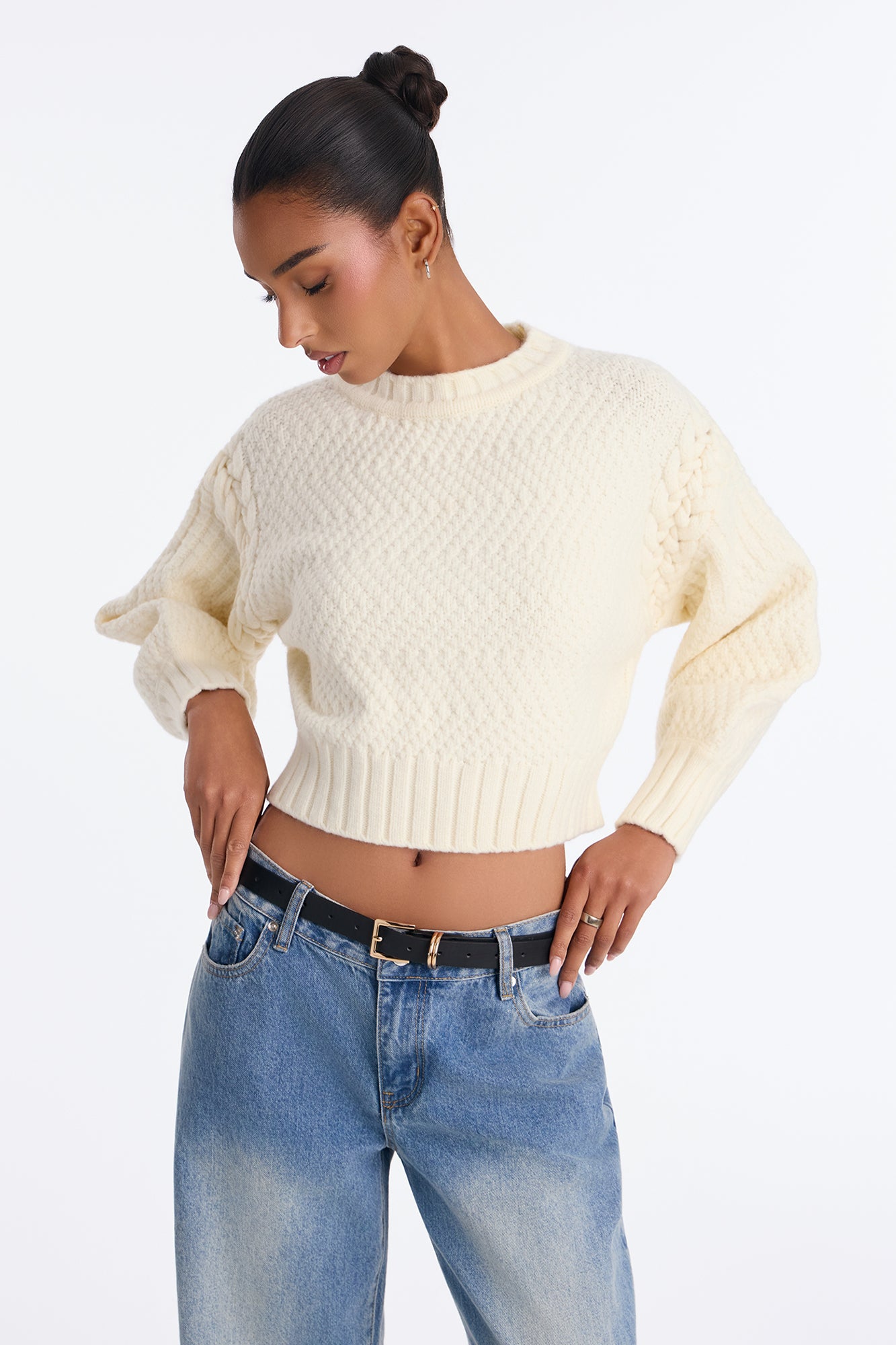 Cassie Chunky Knit Pullover Sweater - Cream