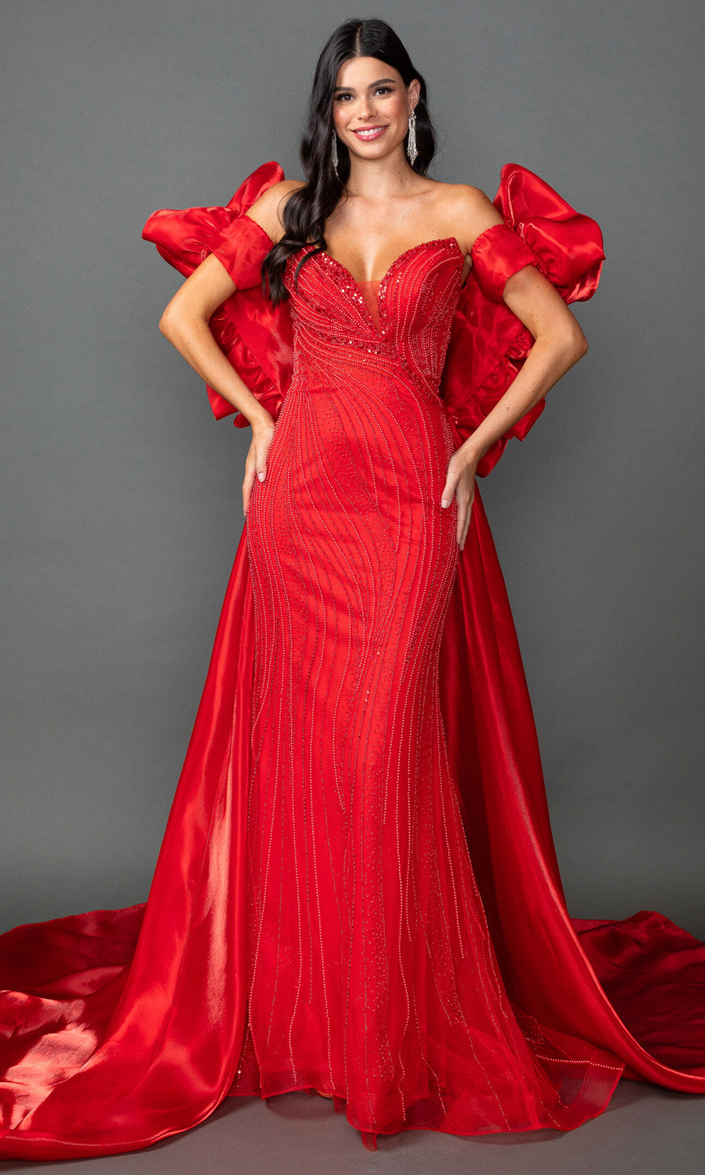 Dancing Queen 4597 - Beaded Strapless Prom Gown