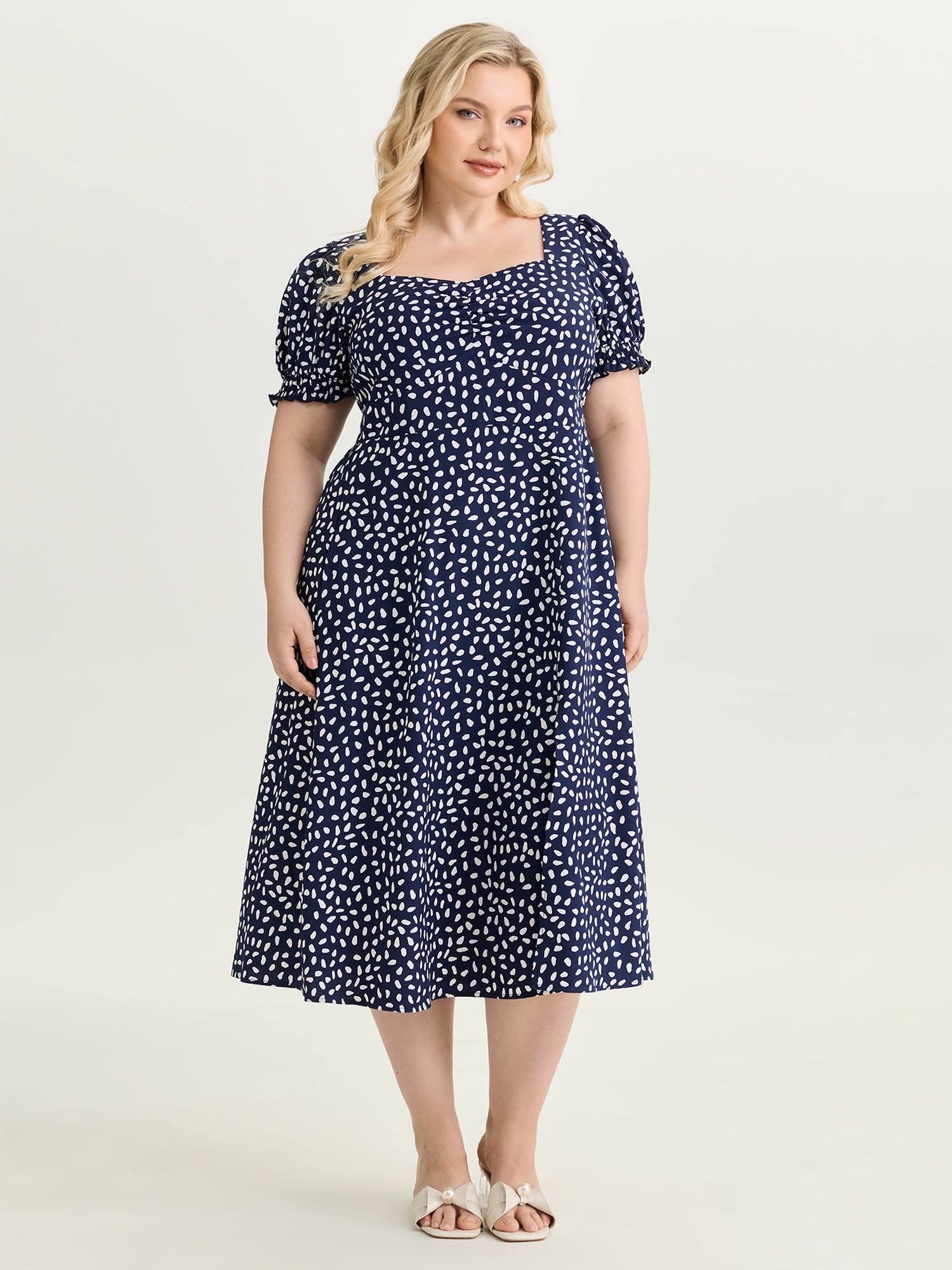 Pretty Polka Dots Sweetheart Midi Dress