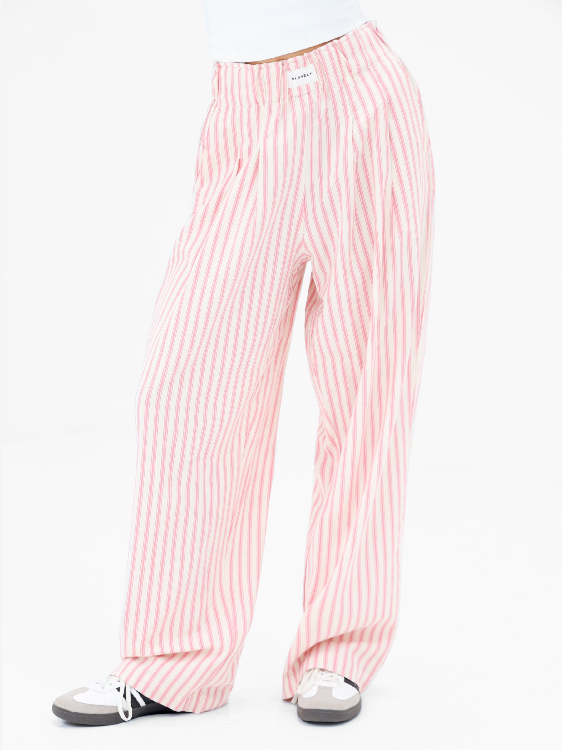 Lou Stripe Trousers - Warm Pink