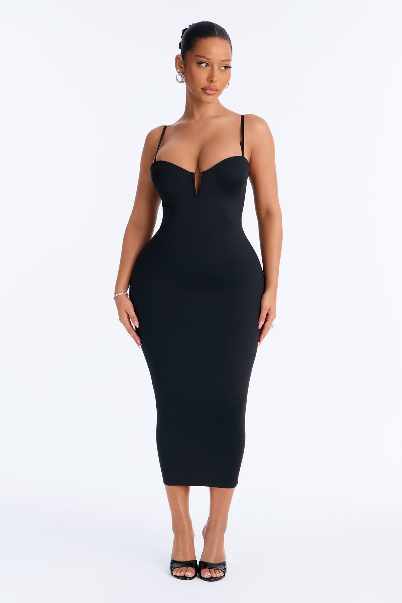 Sleek Look Shaping Midi Dress - Black