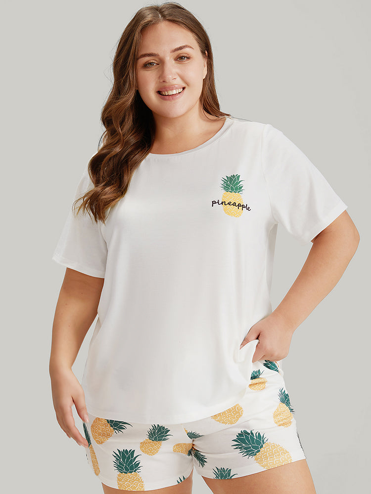 Fresh Pineapple Round Neck Pajama Top