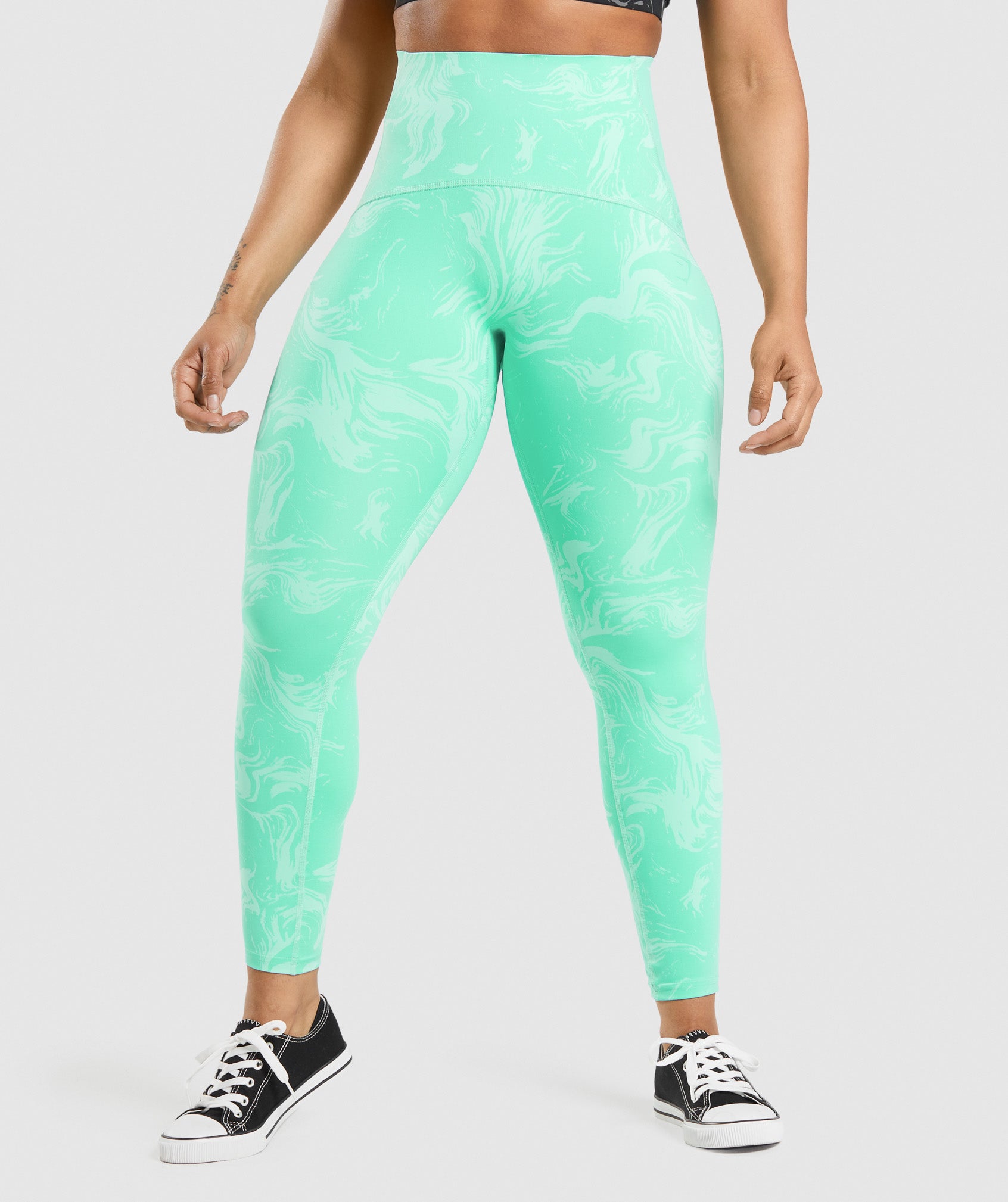 Gymshark Waist Support Leggings - Bright Turquoise Print