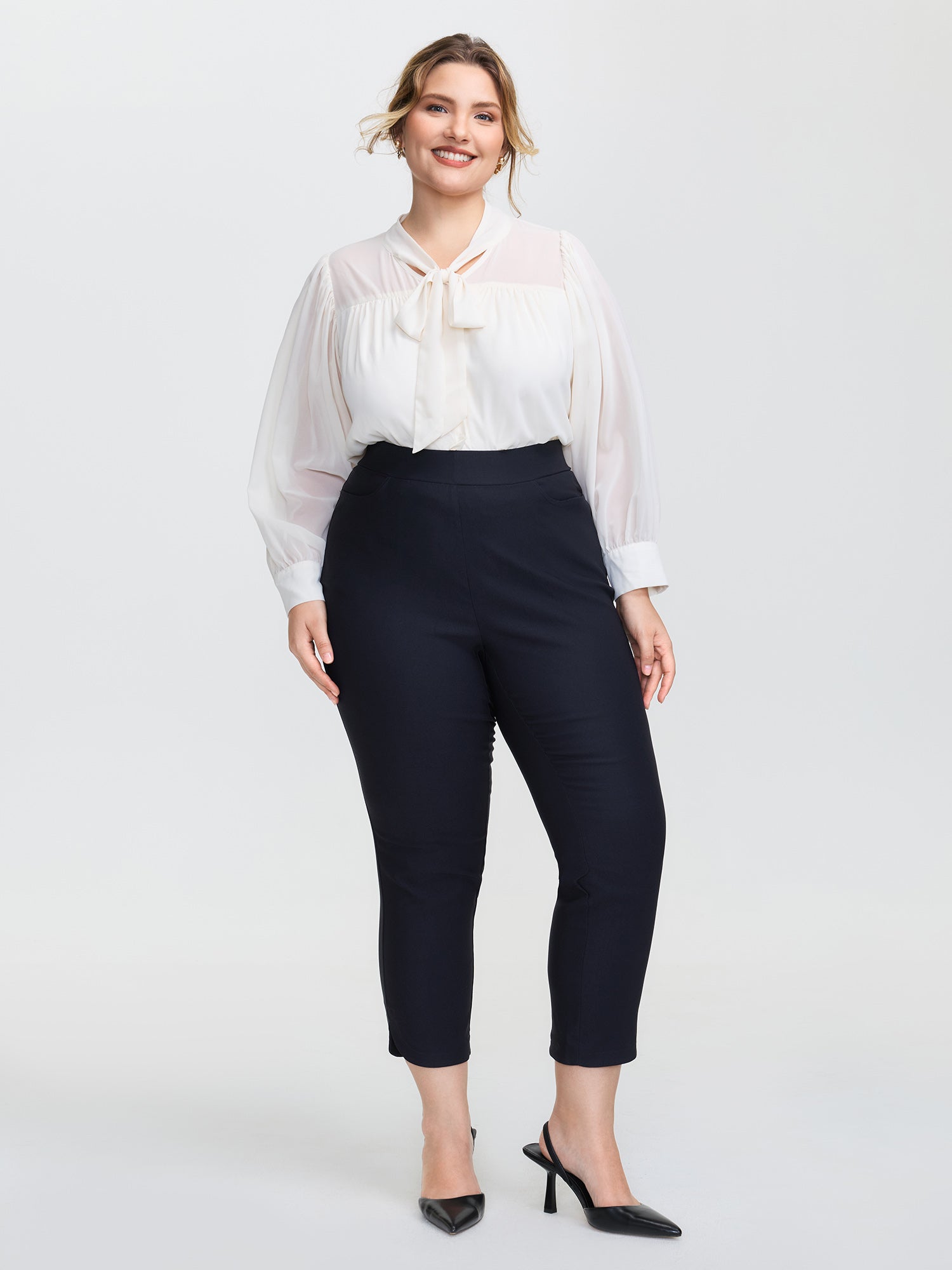 Stretchy Split Hem Cropped Pants