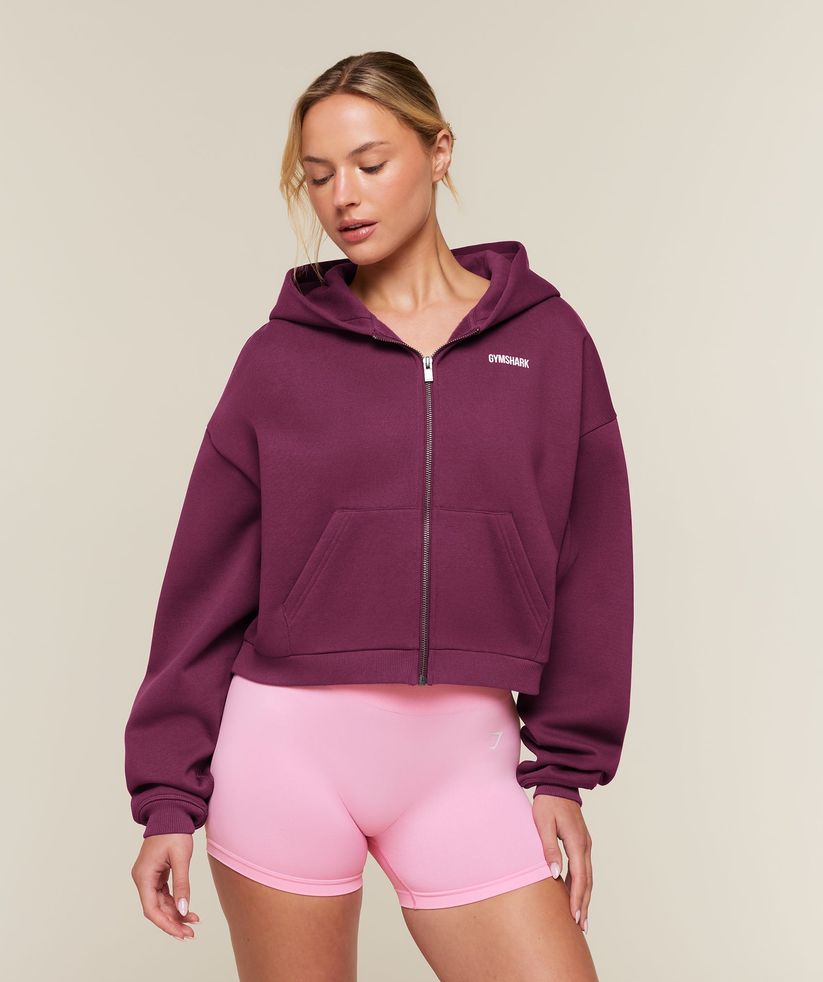 Gymshark Cosy Luxe Zip Through Hoodie - Strength Pink