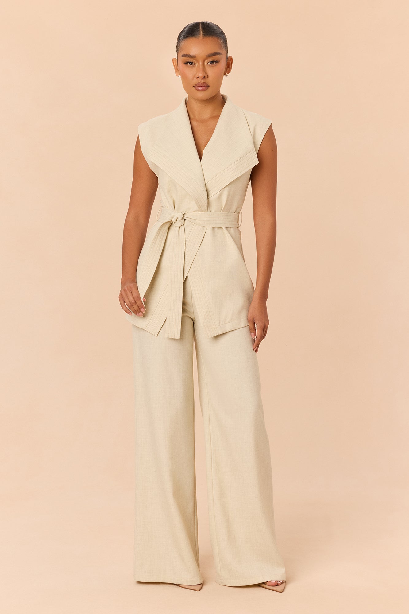 Stay Golden Linen Pant Set - Natural