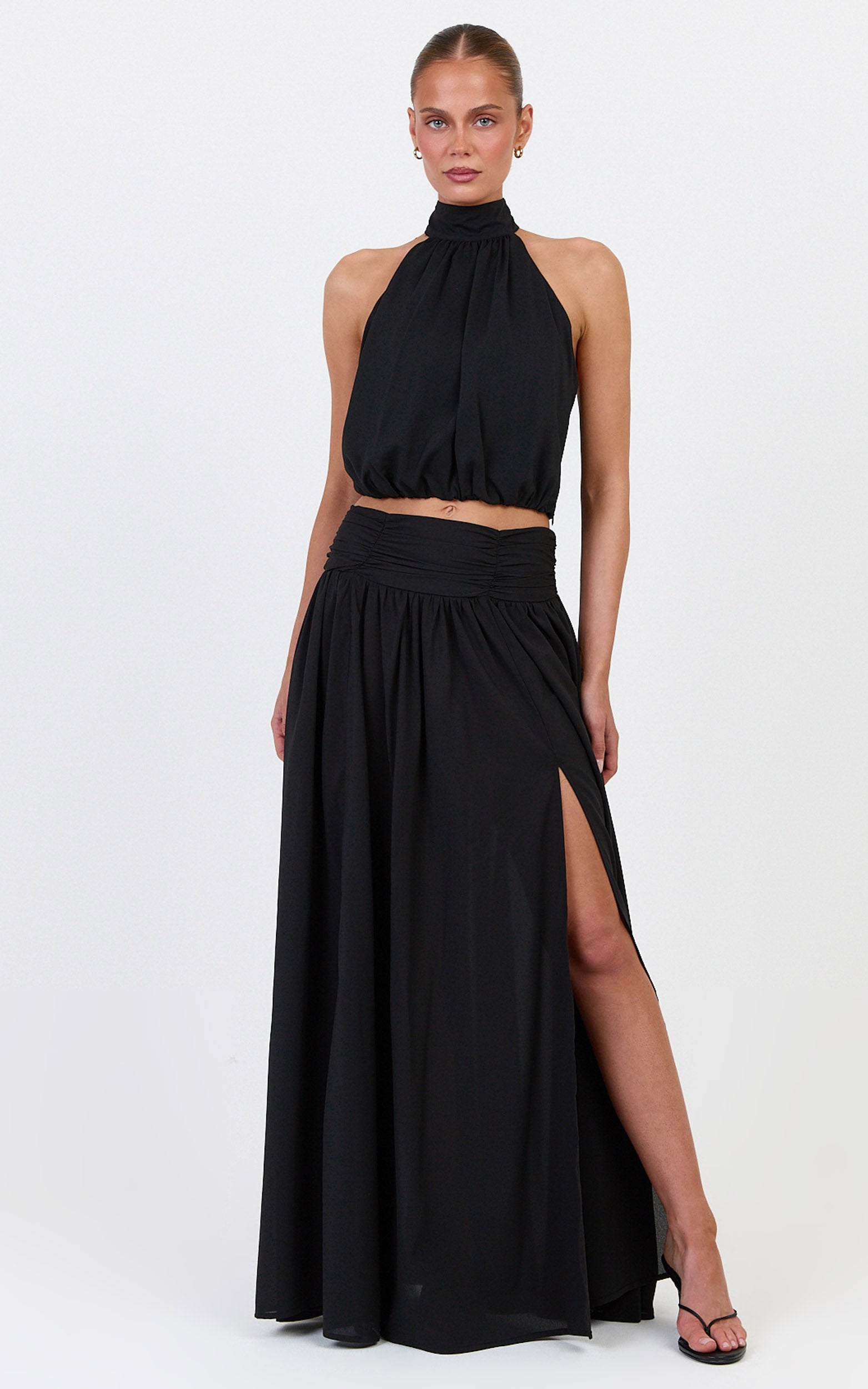 Melanie Top - Halter Neck Top in Black