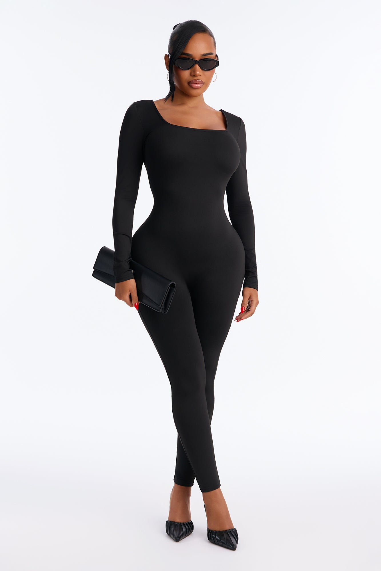 Jade Snatched Back Cut Out Skinny Jumpsuit - Black