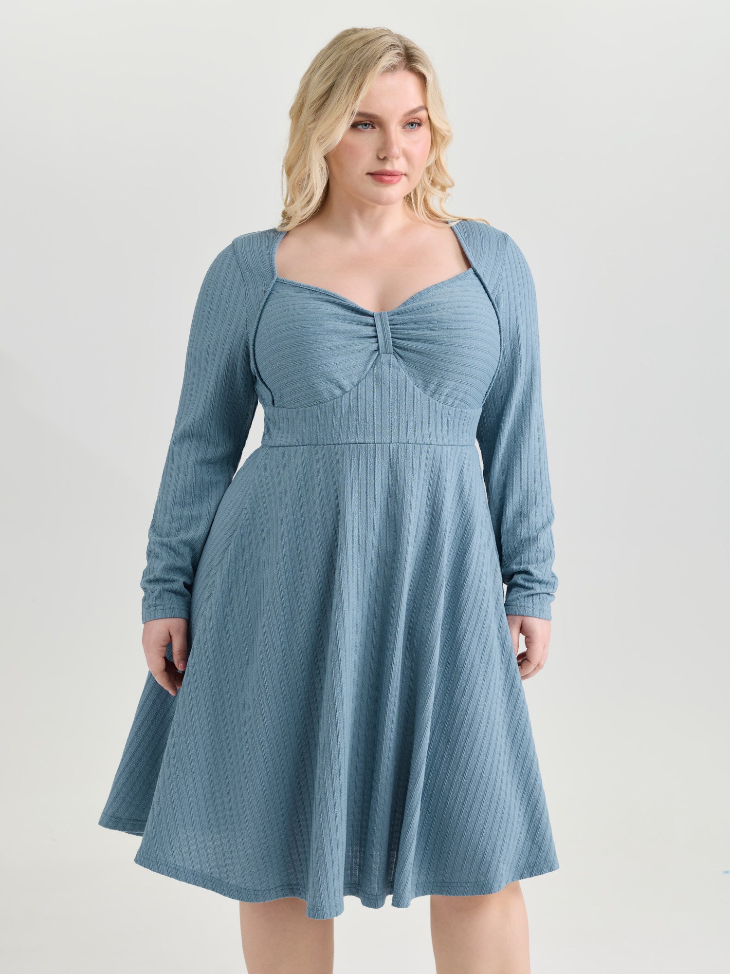 Textured Sweetheart Neckline Pockets Mini Dress