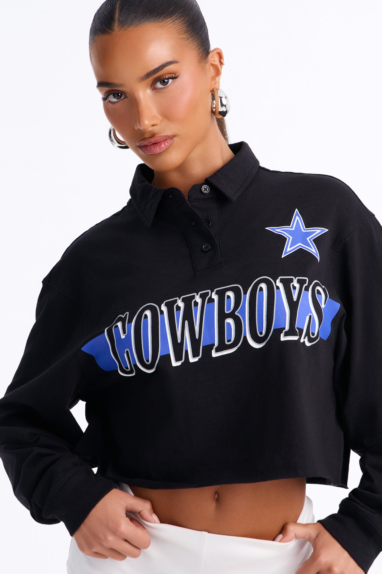 NFL Dallas Cowboys Cropped Polo - Black
