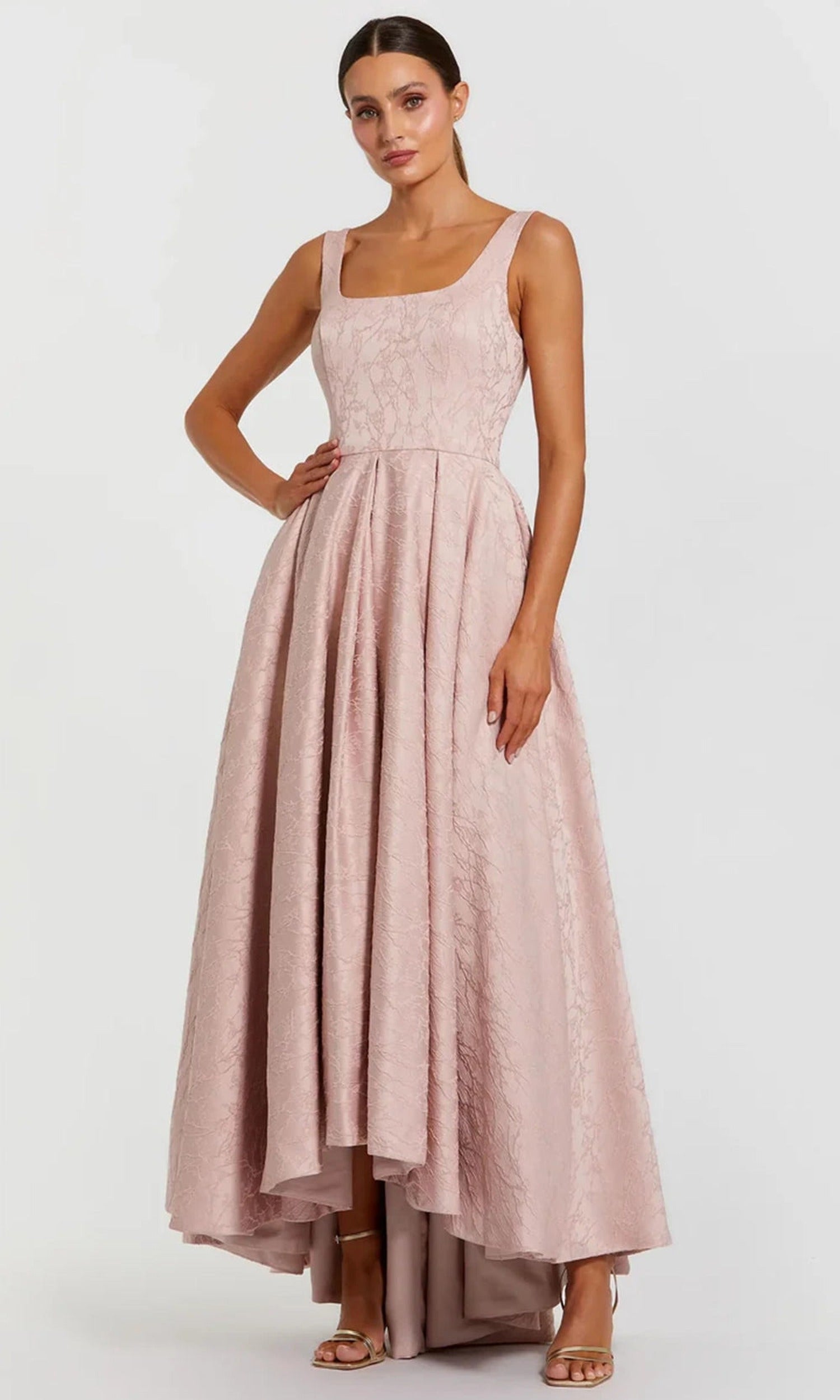 Mac Duggal 27643 - Jacquard Square Neck High Low Gown