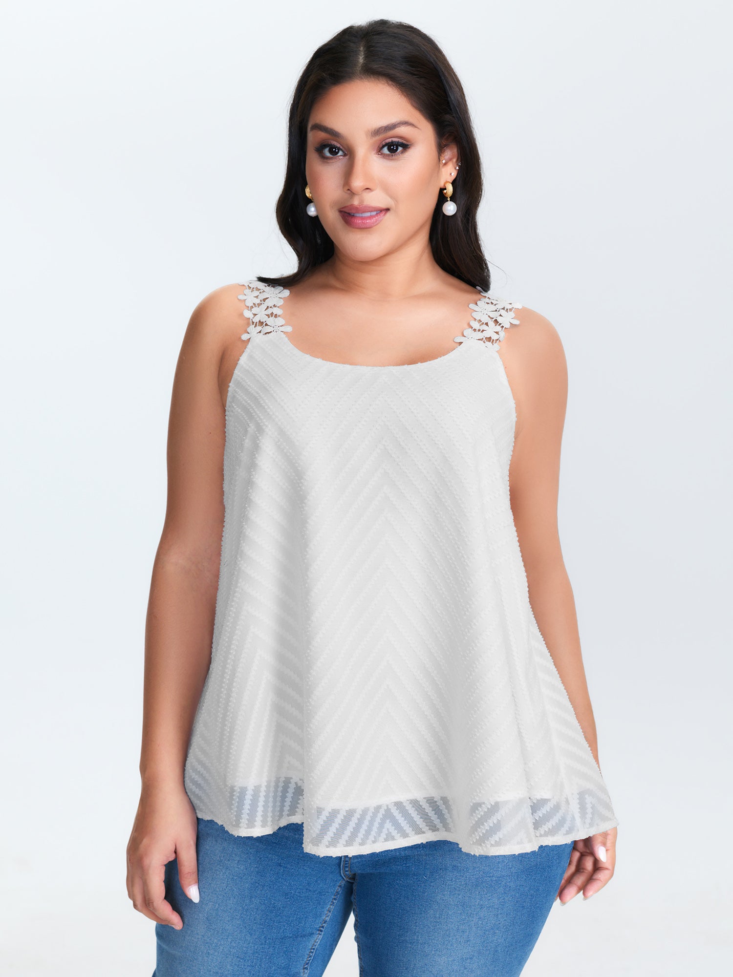 Lace Trim Flowy Tank Top
