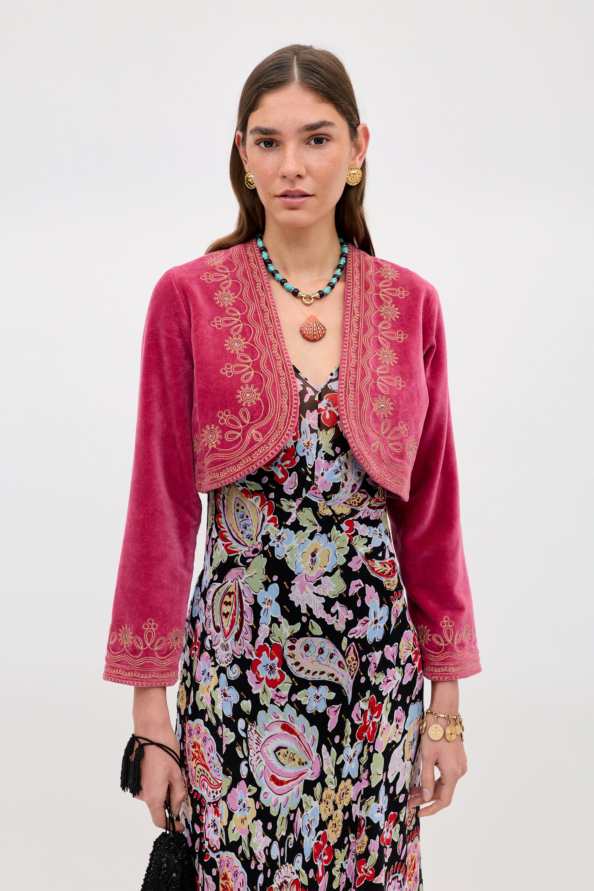 Cliona - Soutache Embroidery Magenta Pink
