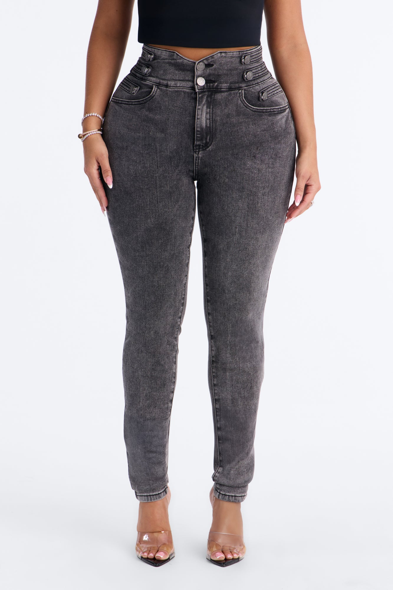 Midnight Empress High Rise Stretch Skinny Jeans - Black Wash