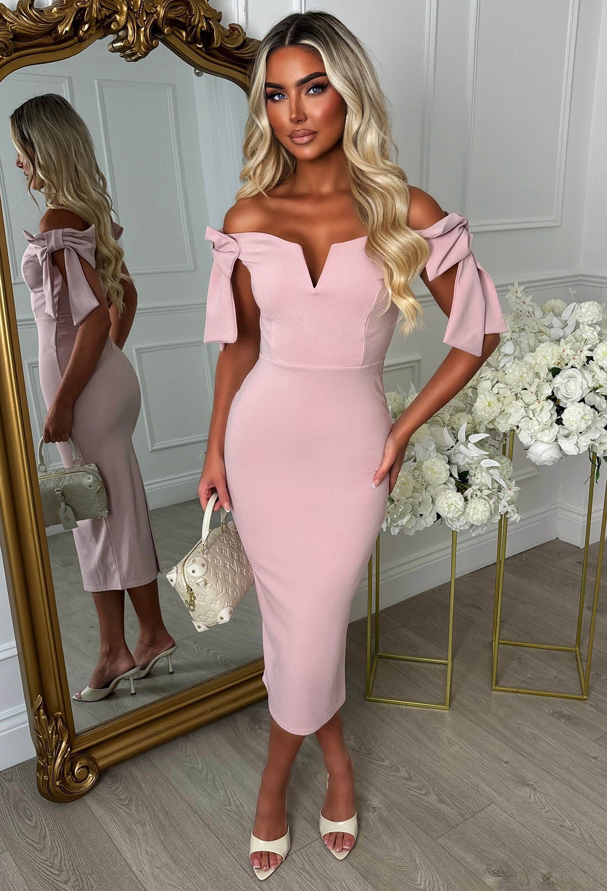 Tied With A Kiss Pink Midaxi Dress With Side Bow