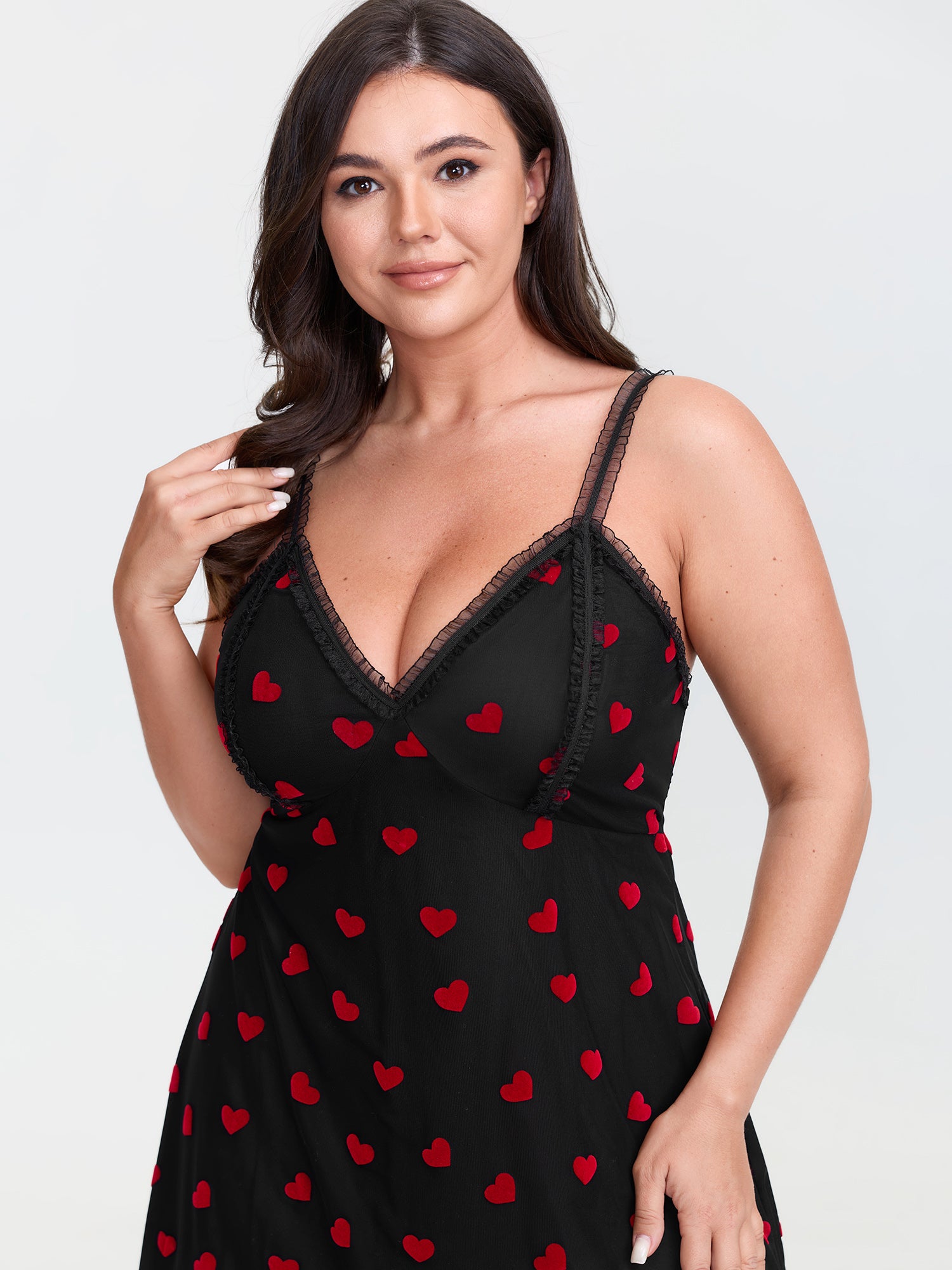 Romantic Heart Print Sheer Nightgown