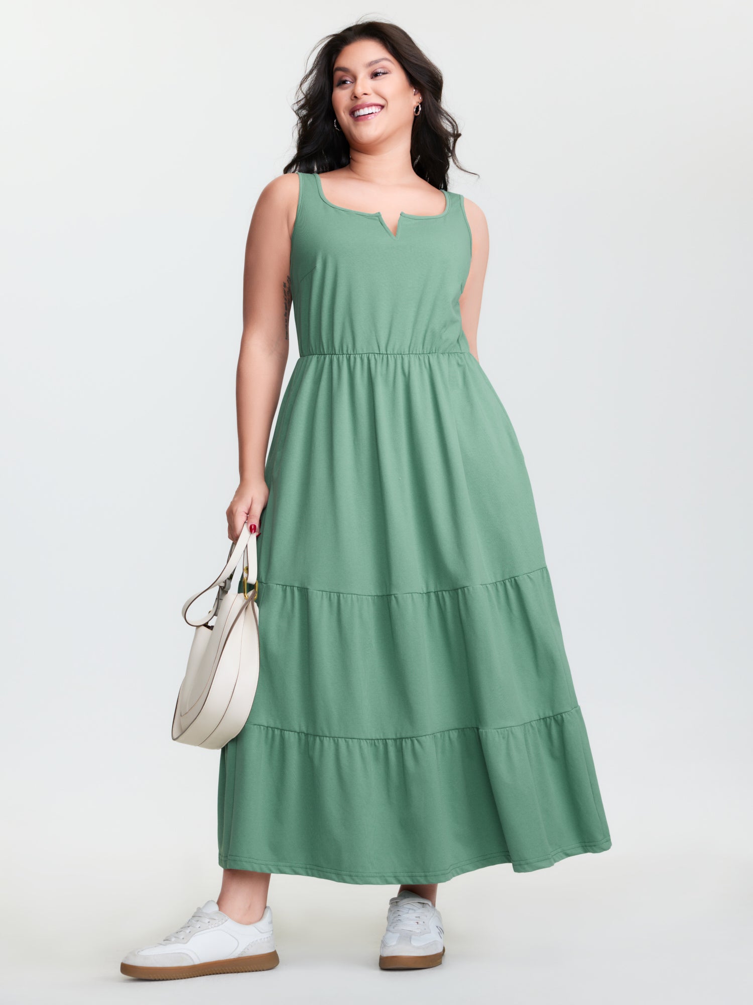 Stretchy Tiered Flowy Maxi Dress