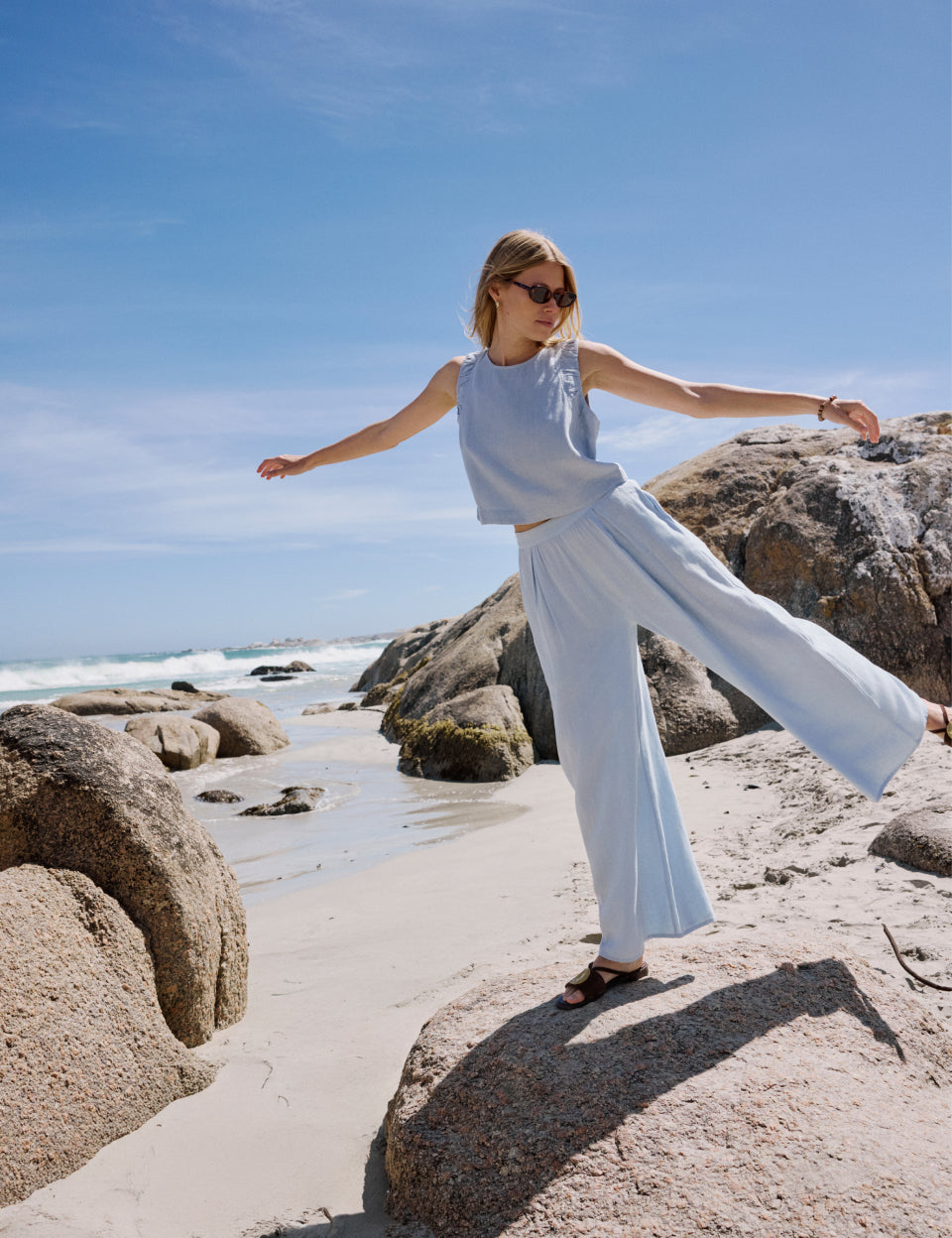 Light Blue Linen-Blend Set