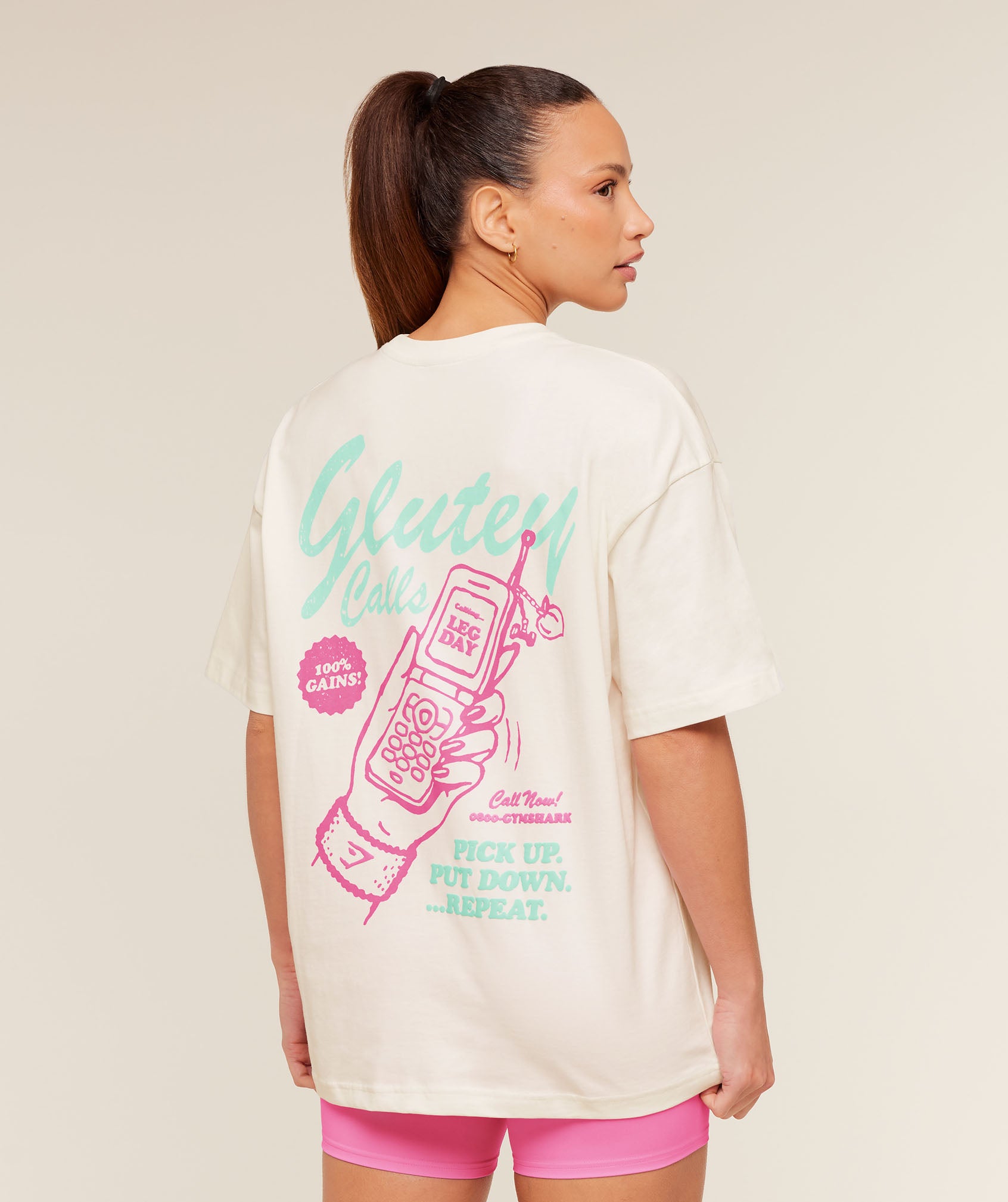Gymshark Glutey Calls Graphic T-Shirt - Soft White