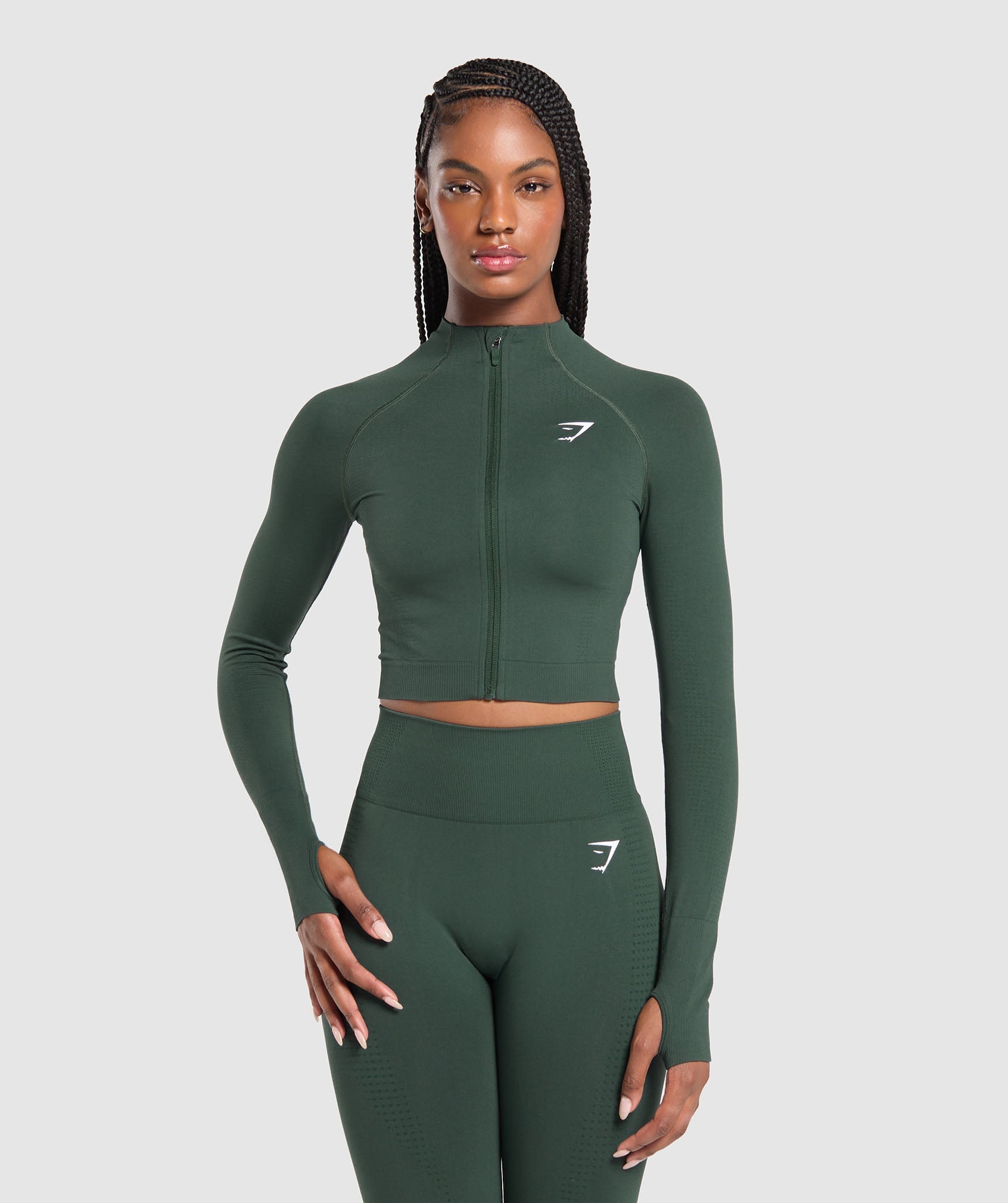 Gymshark Vital Seamless Midi Zip 2.0 Pullover - Green