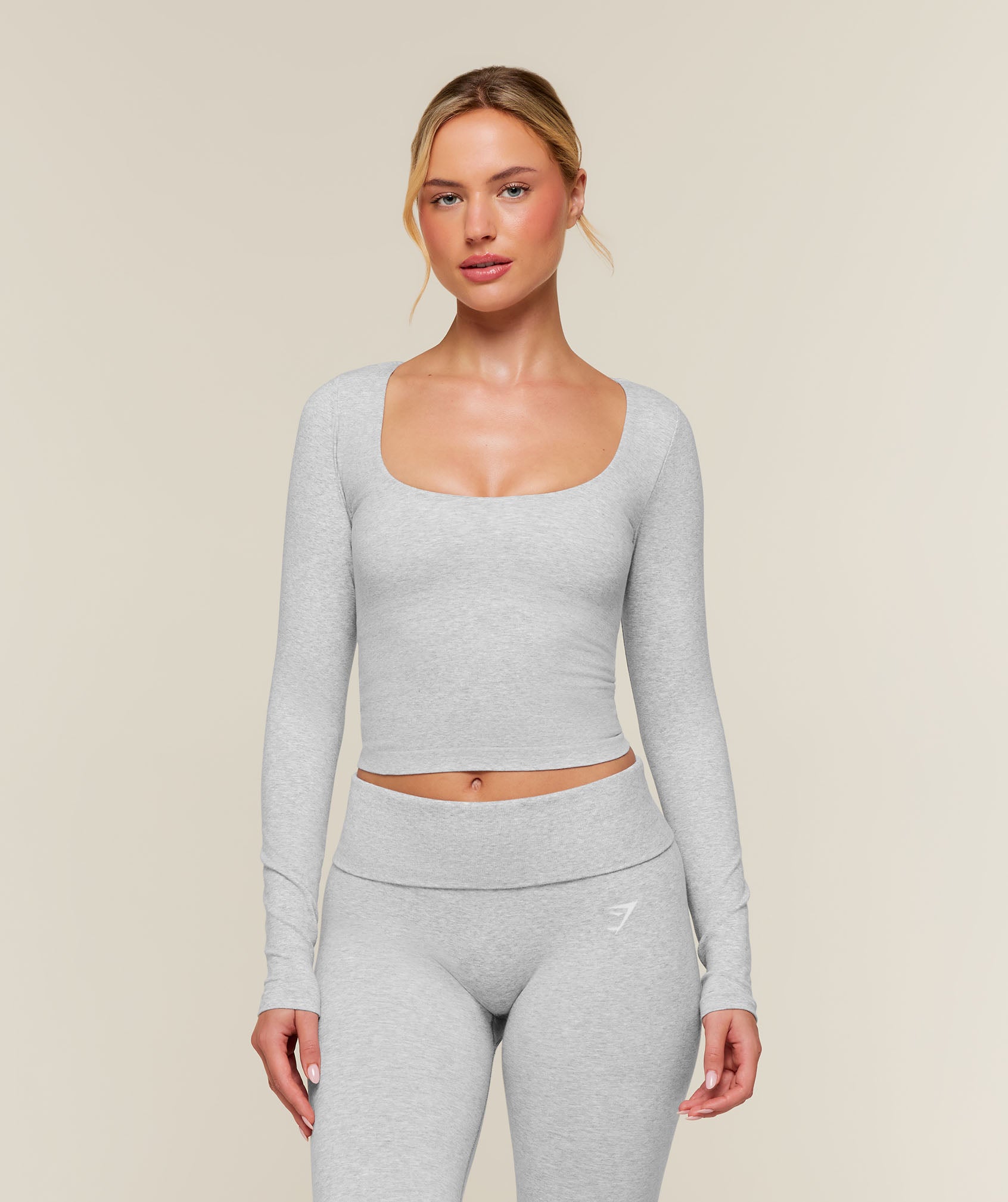 Gymshark CottonMove™ Midi Long Sleeve Top - Soft Grey Marl