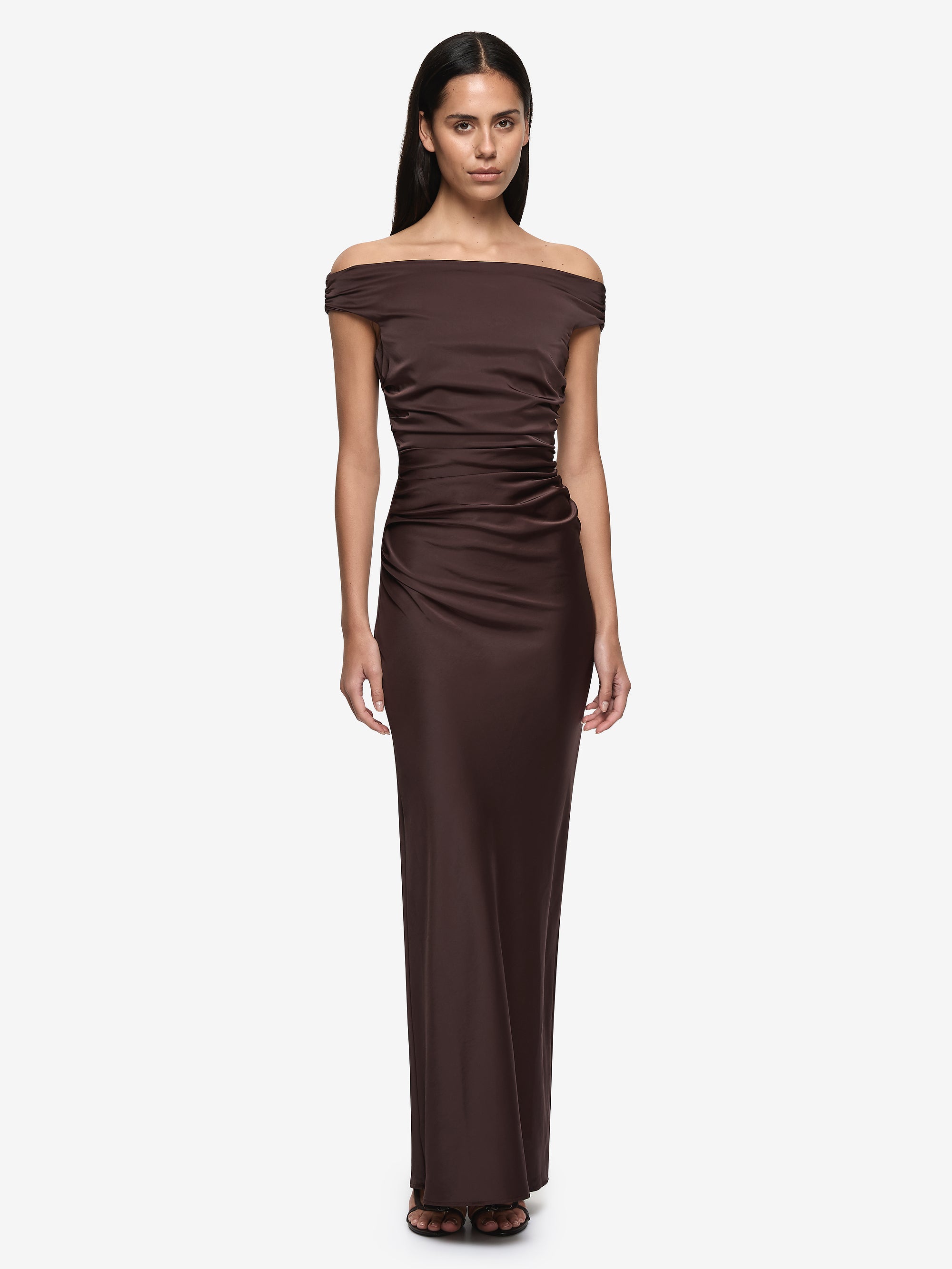 ETERNITY OFF SHOULDER MAXI - DARK CHOCOLATE
