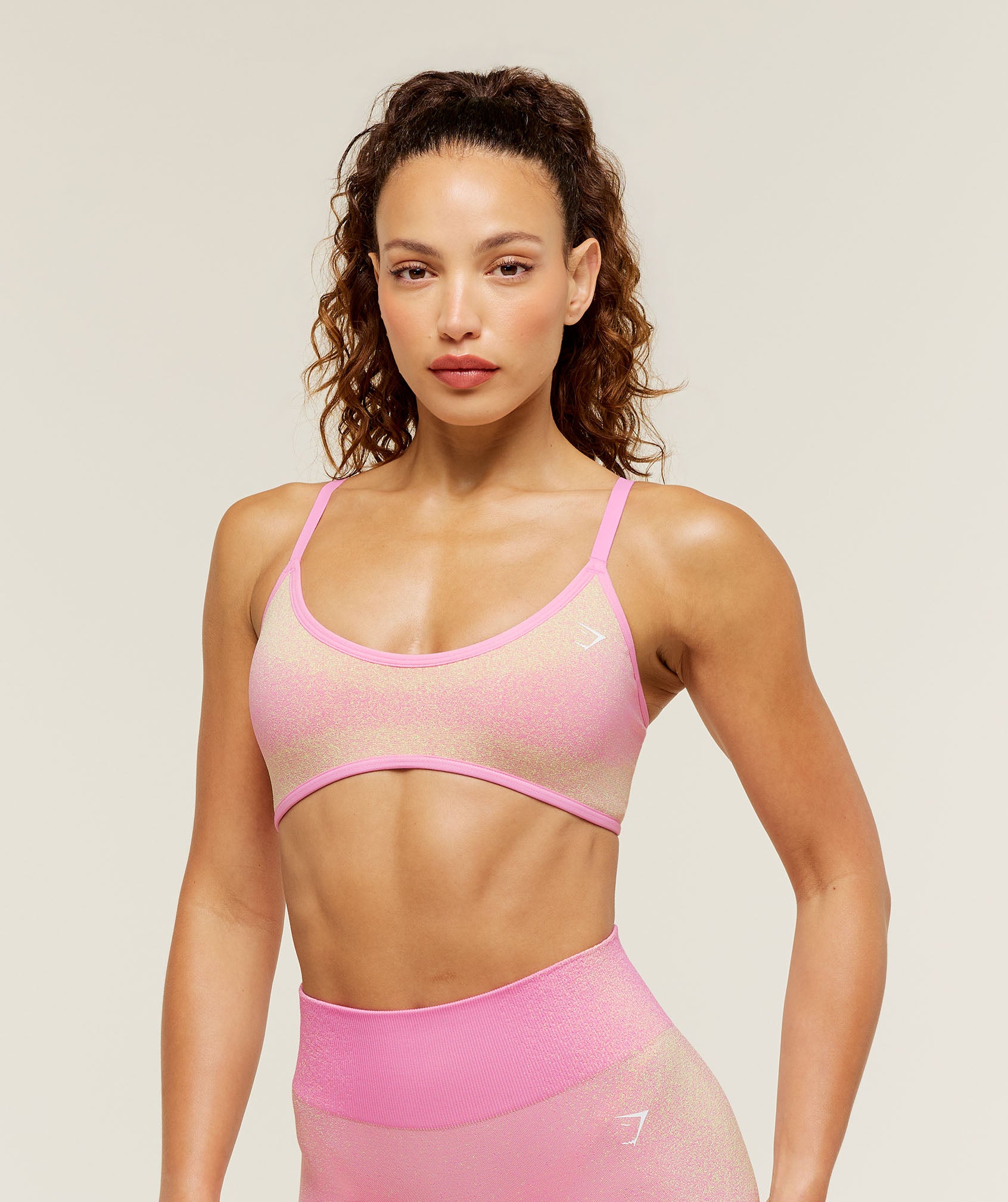 Gymshark Blush Seamless Light Support Sports Bra - Focus Pink/Sorbet Yellow