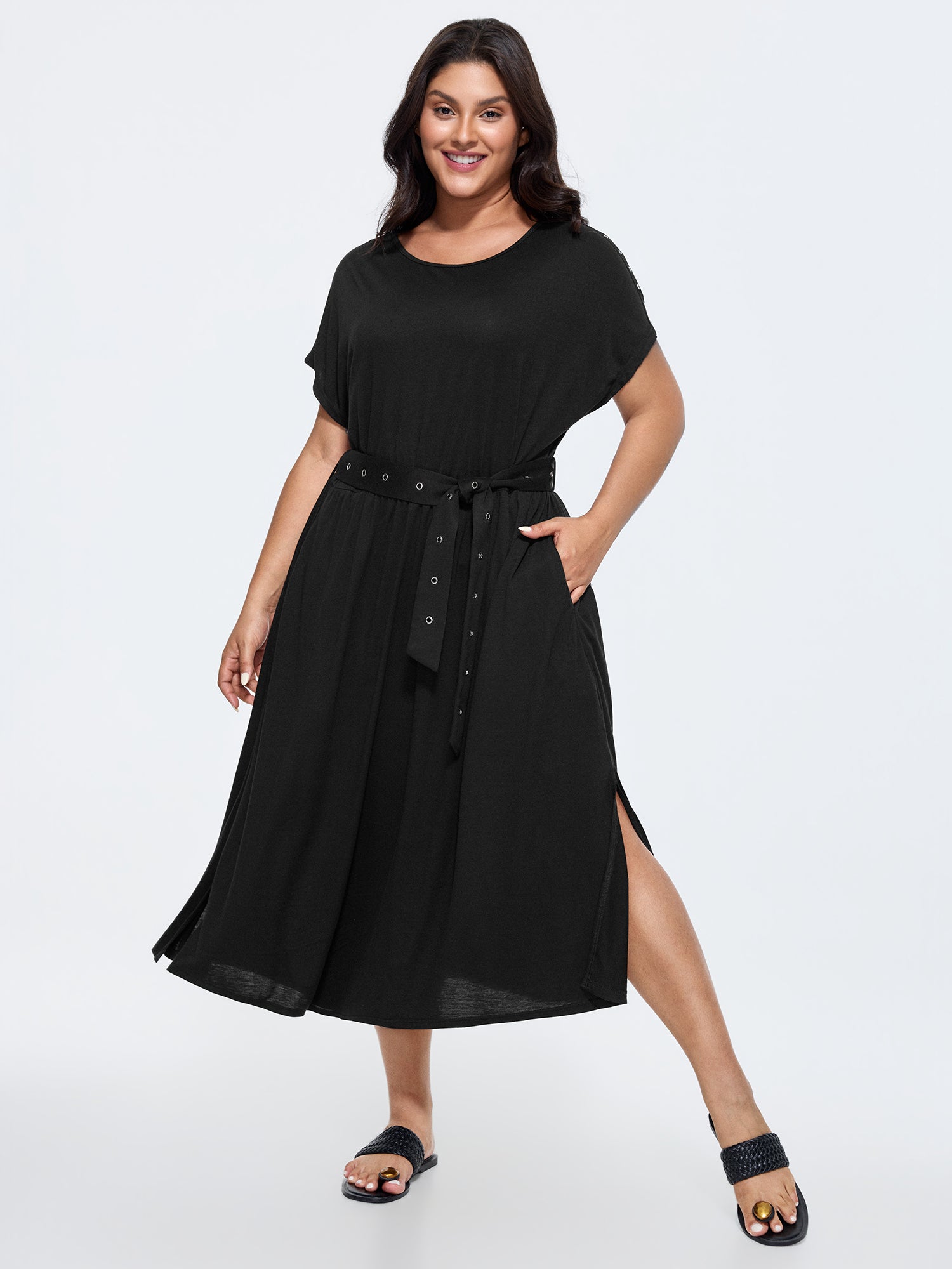 Supersoft Stud Belt Flowy Midi Dress