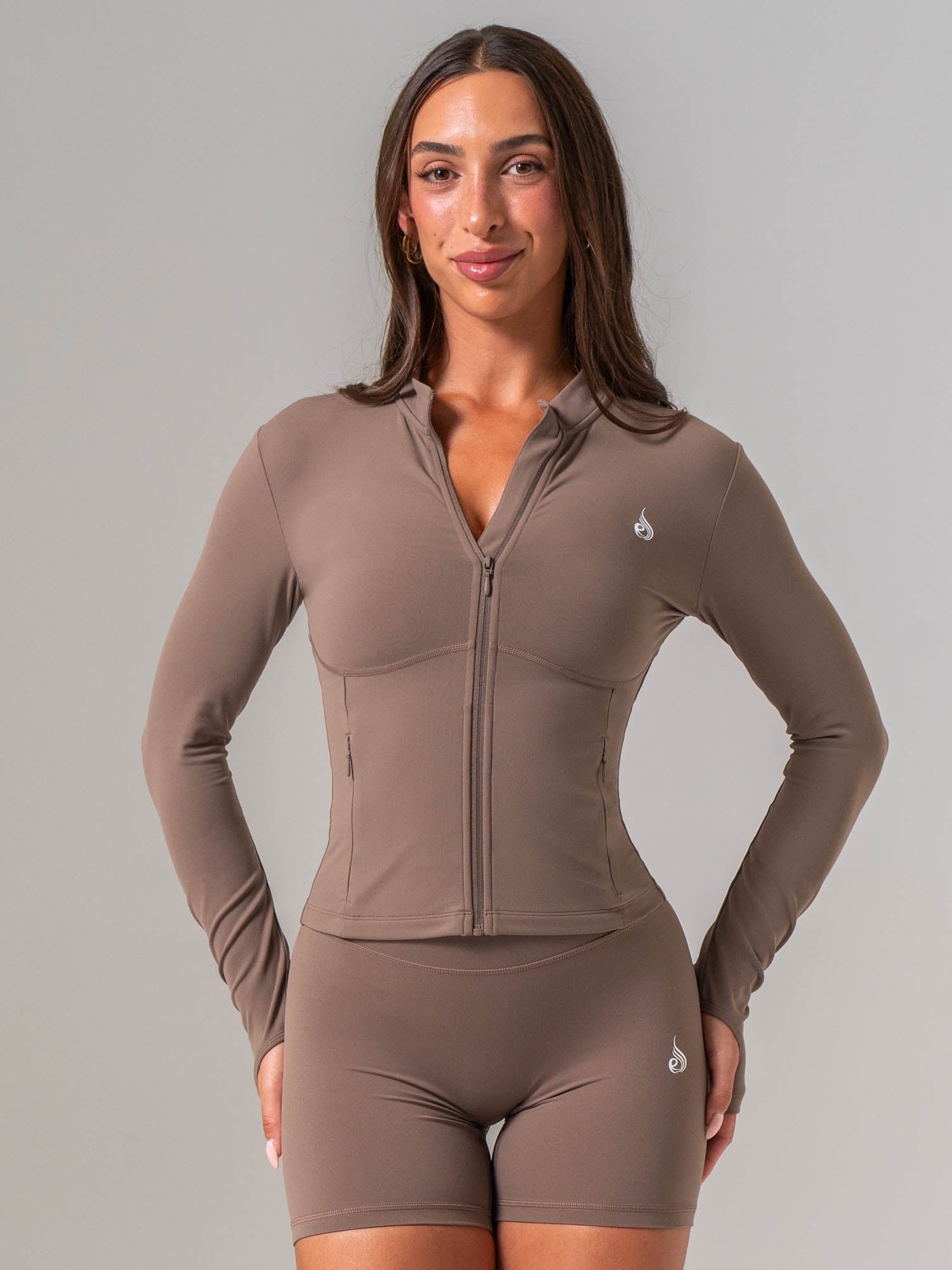 Cropped Zip Jacket - Cocoa