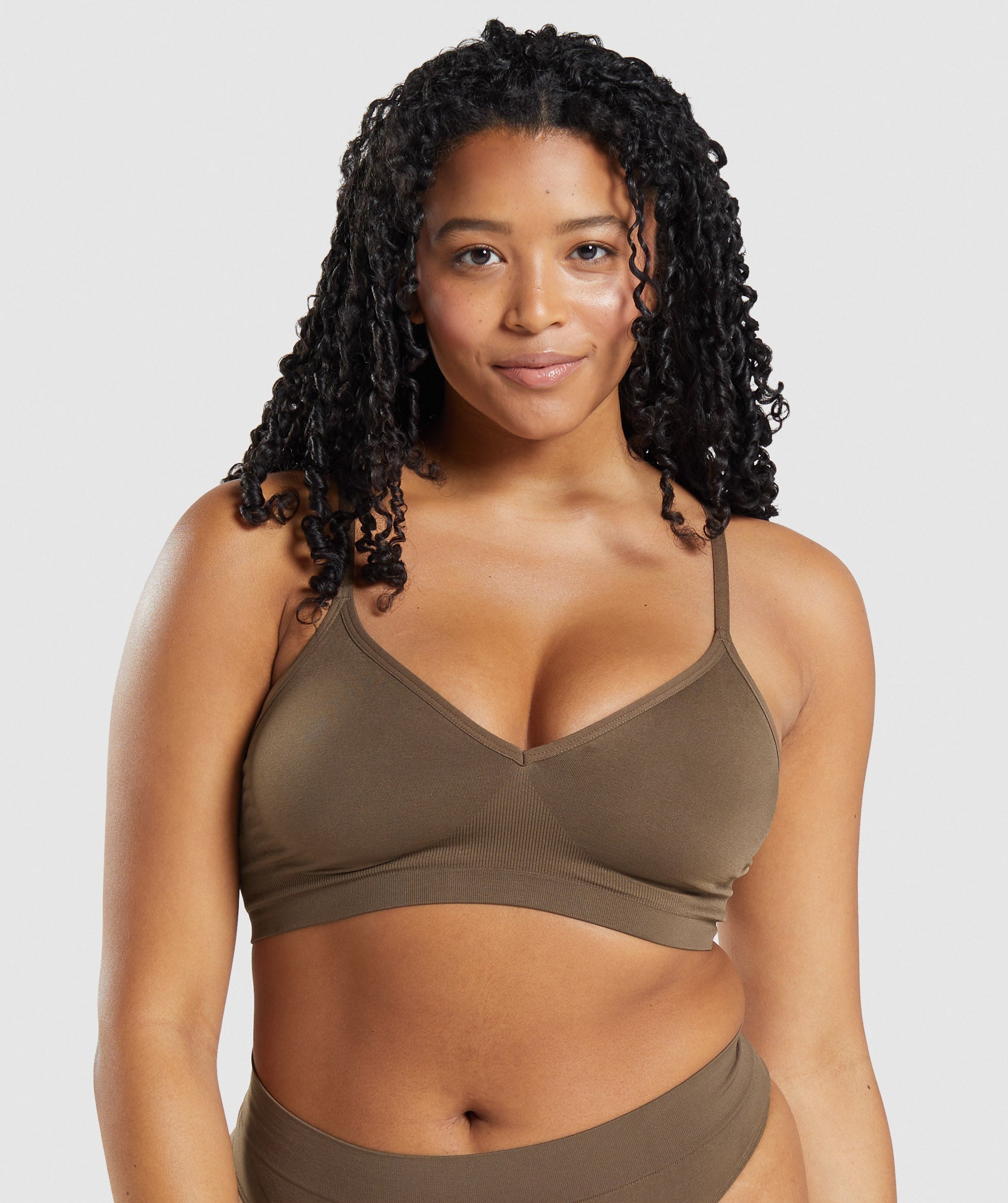 Gymshark Seamless Low Neck Bralette - Brown